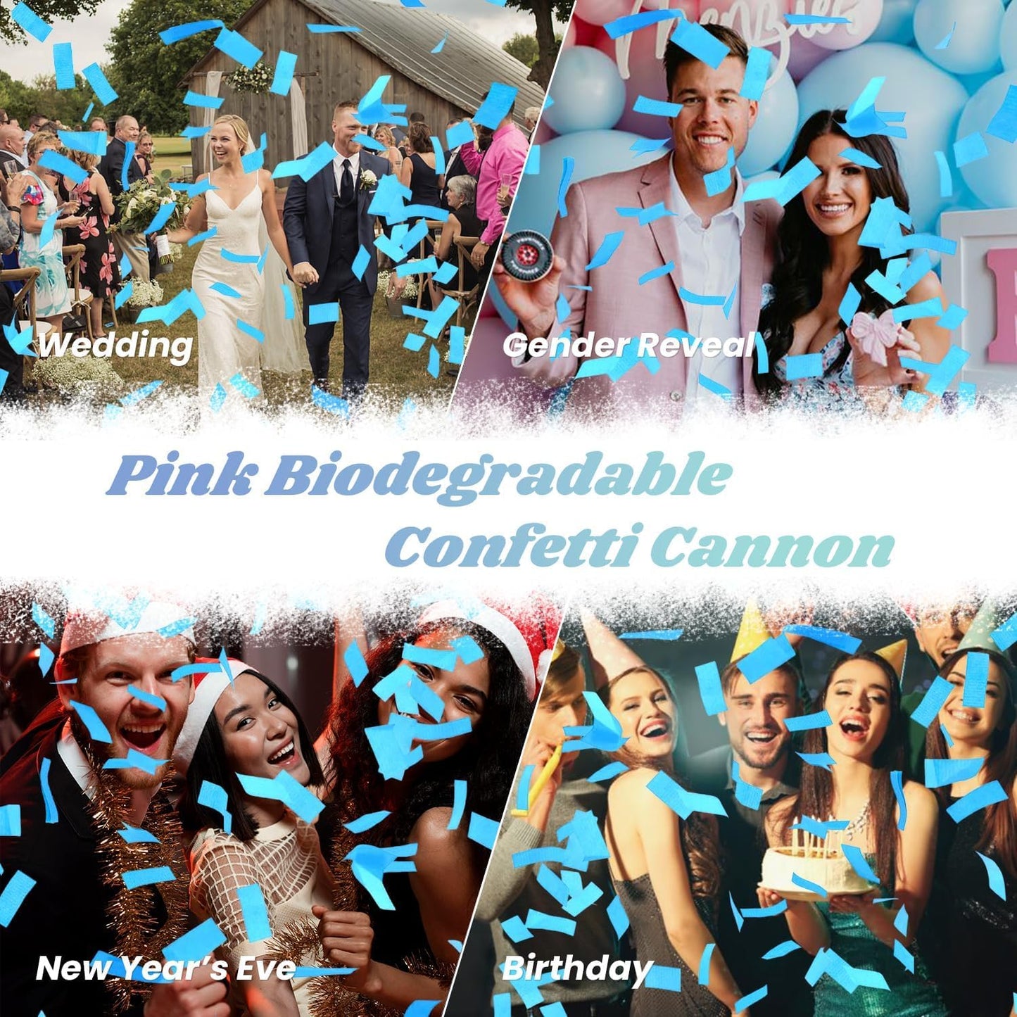 Confetti Cannon Blue Biodegradable Confetti Poppers 12Pack Party Poppers Confetti Shooters Blue Sticks for Wedding Graduation Engagement Anniversary Bridal Shower Valentines Day Birthday