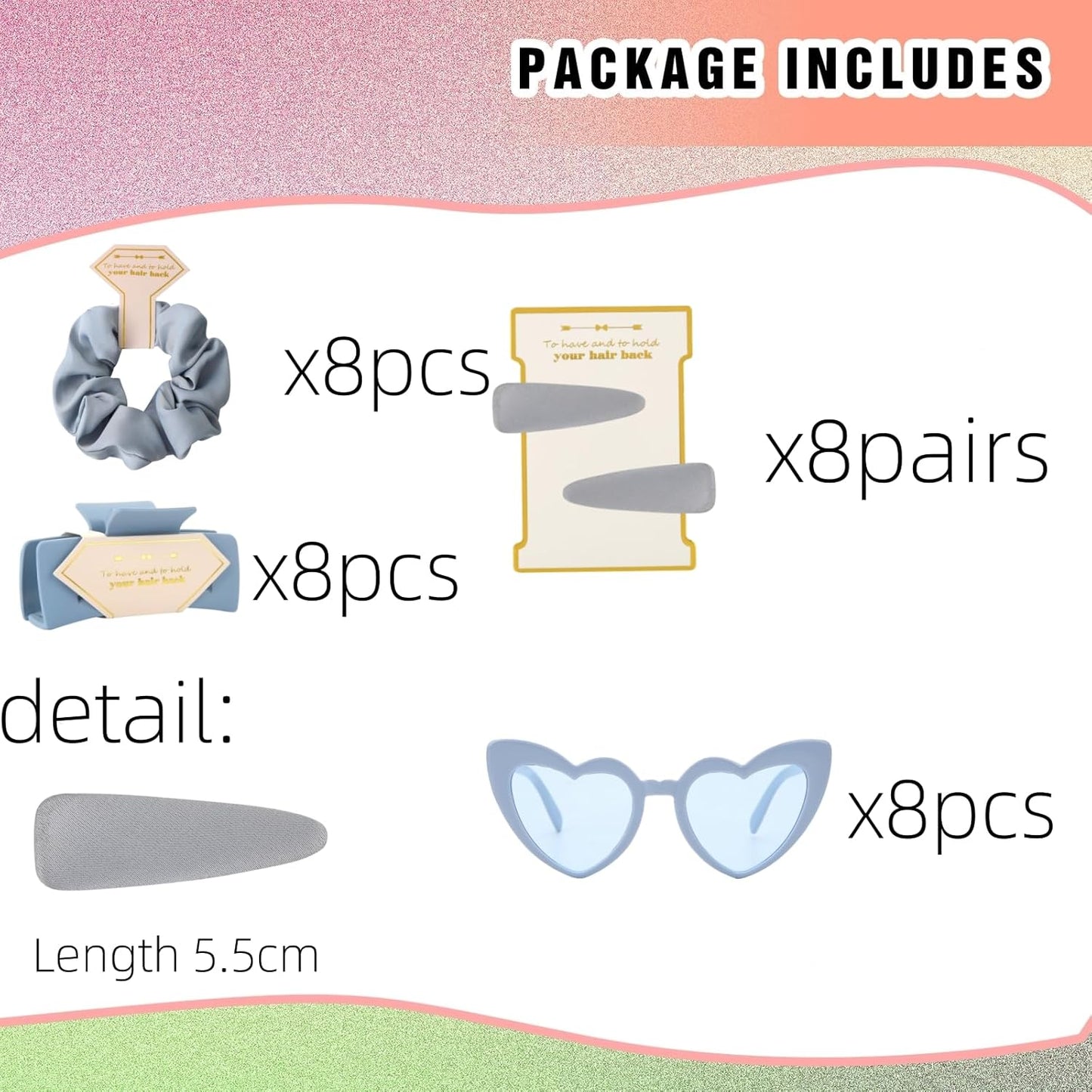 Bridesmaid Scrunchies Proposal Gifts Bachelorette Hair Claws Clips Girls heart sunglasses for Wedding Party Favors (Sage Green 40sets)