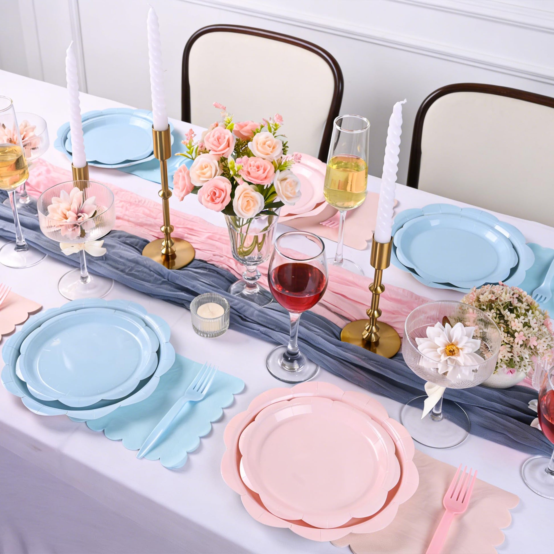96 Pcs Baby Gender Reveal Plates and Napkins Party Supplies Serve 24 Guests