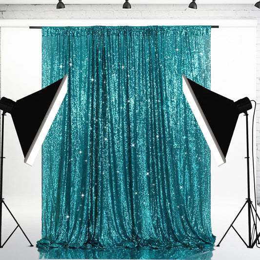 Eternal Beauty Teal Sequin Backdrop, 10x10 Ft Glitter Background Curtains for Shimmer Photography Party Wedding Birthday Back Drop Decor