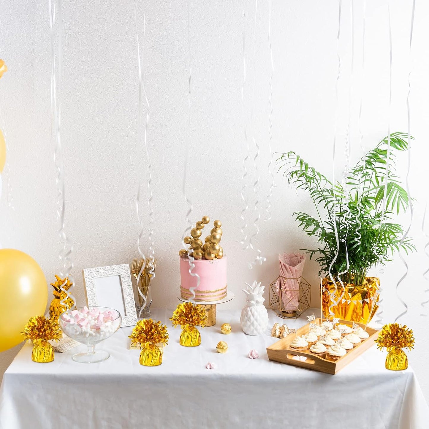36 Pcs Metallic Balloon Weights Set Heavy Solid Metallic Anchor Balloon Holder Weights for Balloons Table Centerpiece DIY Decor for Birthday Party Favors Wedding 2.5 x 5 Inch(Gold)