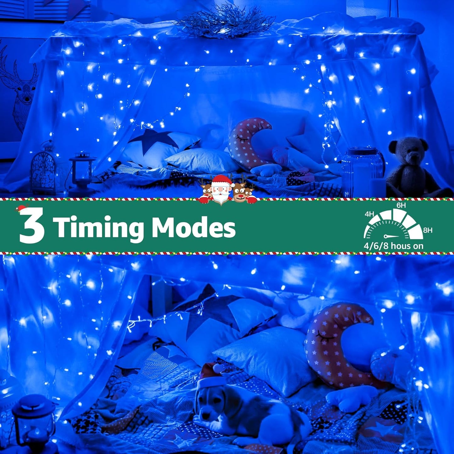 Christmas Lights Outdoor Waterproof, 196 FT 600 LED String Lights with Remote,8 Modes Christmas String Lights Plug in Twinkle Fairy Light for Party Holiday Decor (Blue)