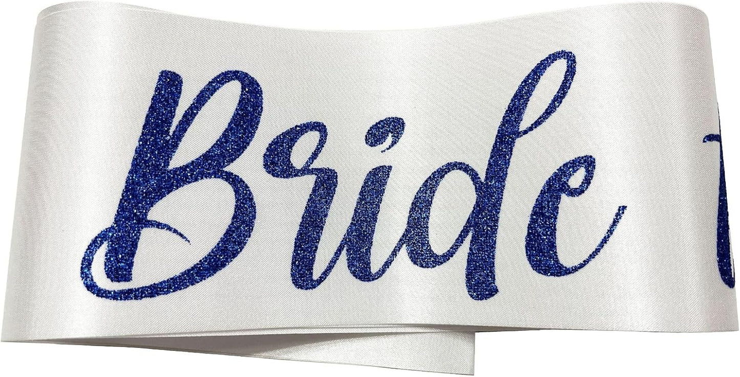 Bride to Be Sash Blue, Bride Sash Bachelorette Party Bridal Shower Sashes Bachelor Decorations Just Married Gift Engaged Decor Accessories,White Blue