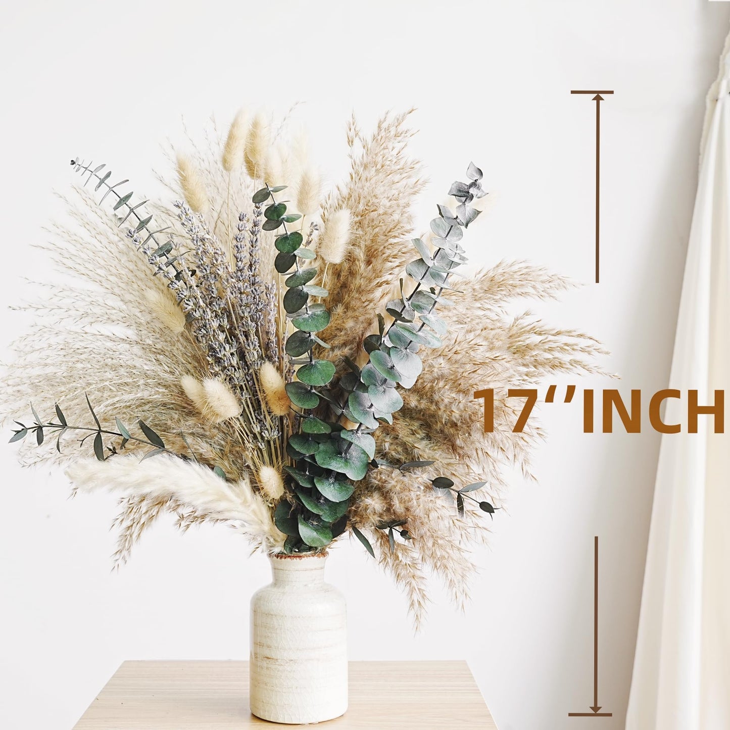 Green Pampas Grass Boho Bouquet – Exquisite Lavender and Eucalyptus Dried Flower Arrangements for