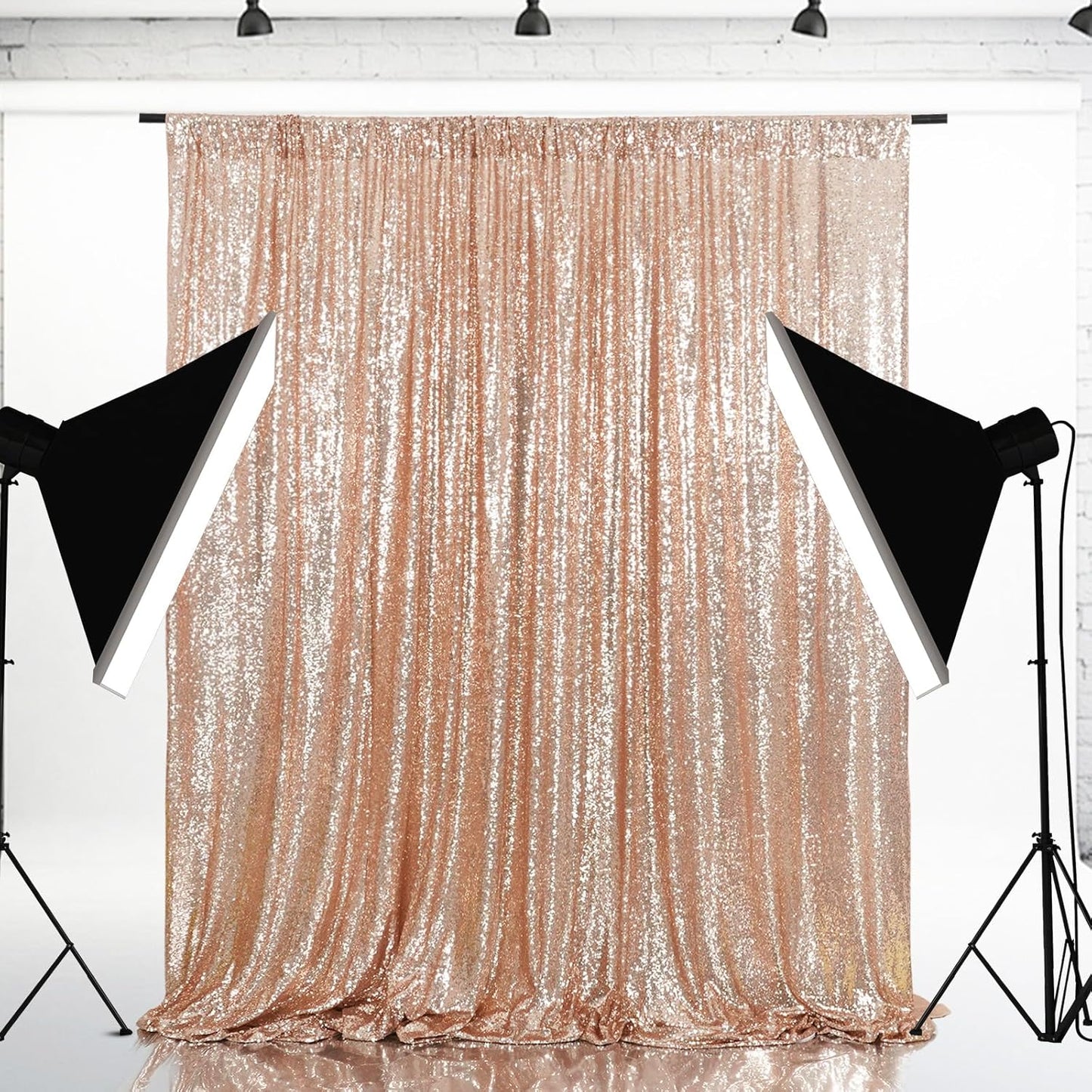 Eternal Beauty Rose Gold Sequin Backdrop, 20x10 Ft Glitter Background Curtains for Shimmer Photography Party Wedding Birthday Back Drop Decor