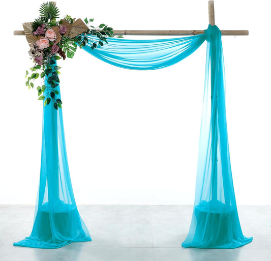 VDS Pack of 1 Panel (30 Inch X 20 Feet) Wedding Arch Draping Fabric Sheer Chiffon Fabric Drapery for Wedding Ceremony Reception Swag Backdrop Canopy Chuppah ARBO Altars Decoration (Peacock Blue)