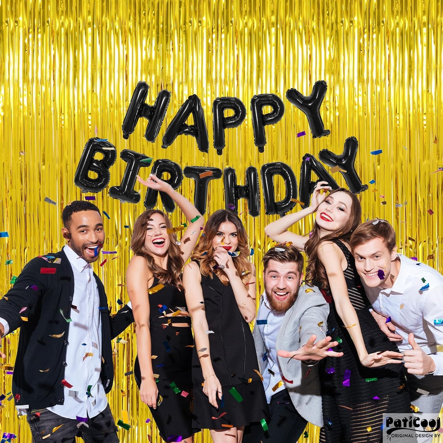 Gold Streamers Graduation Decorations - Thicken 4 Pack 3.2 x 8.2 FT - Golden Tinsel Foil Fringe Backdrop Curtains Party Backdrop for Birthday, Prom, Hollywood, Anniversary Party Decorations