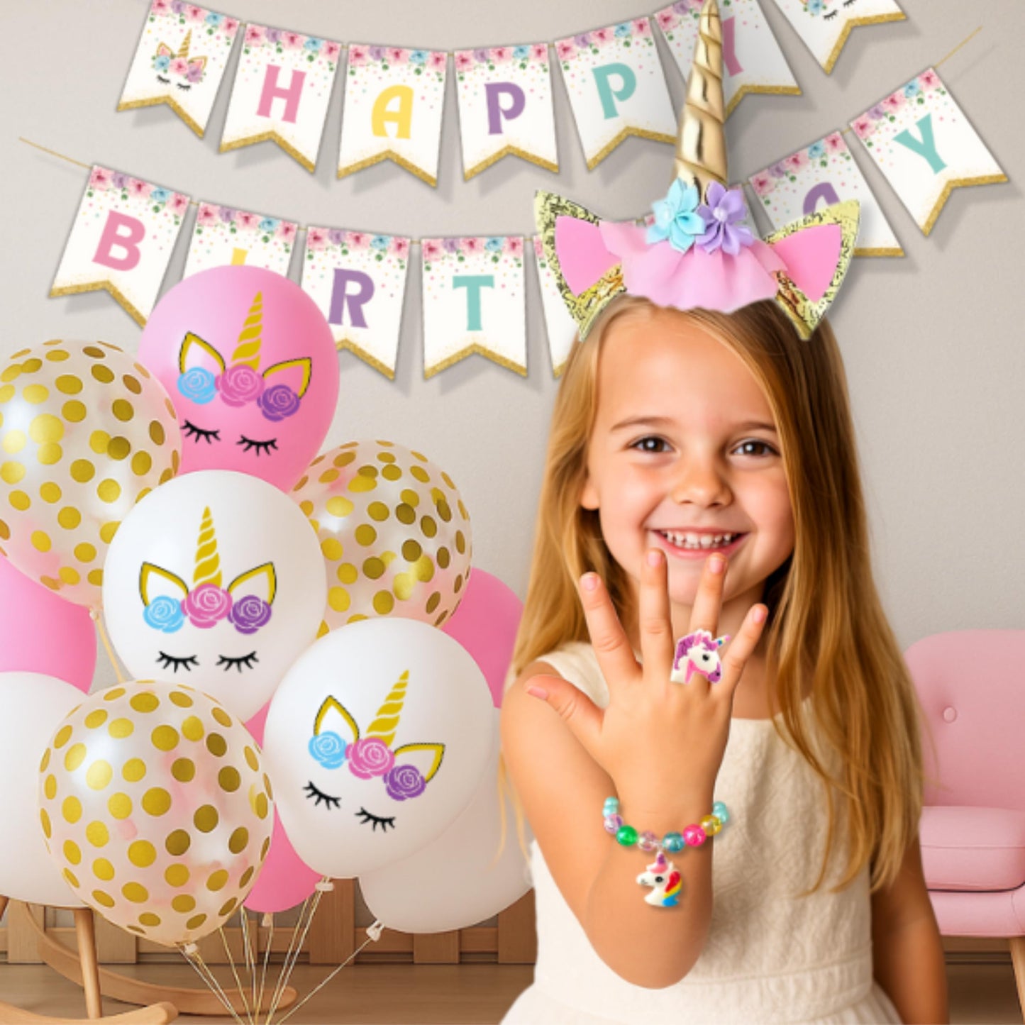 152 Pc Unicorn Birthday Decorations for Girls, Complete Party Supplies Kit