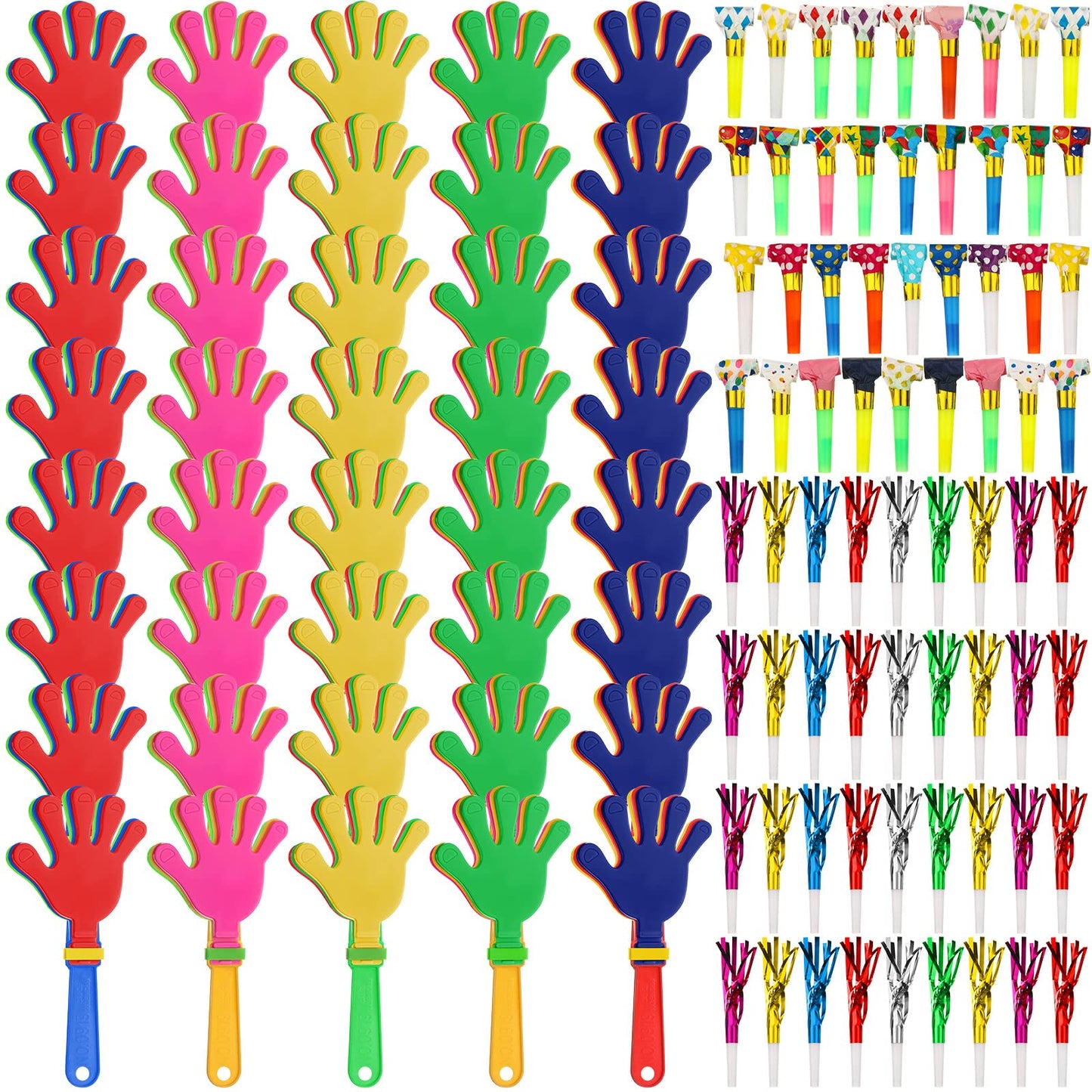 Yunsailing 112 Pcs Noise Makers Bulk, Hand Clappers Party Blowers,112 Pcs