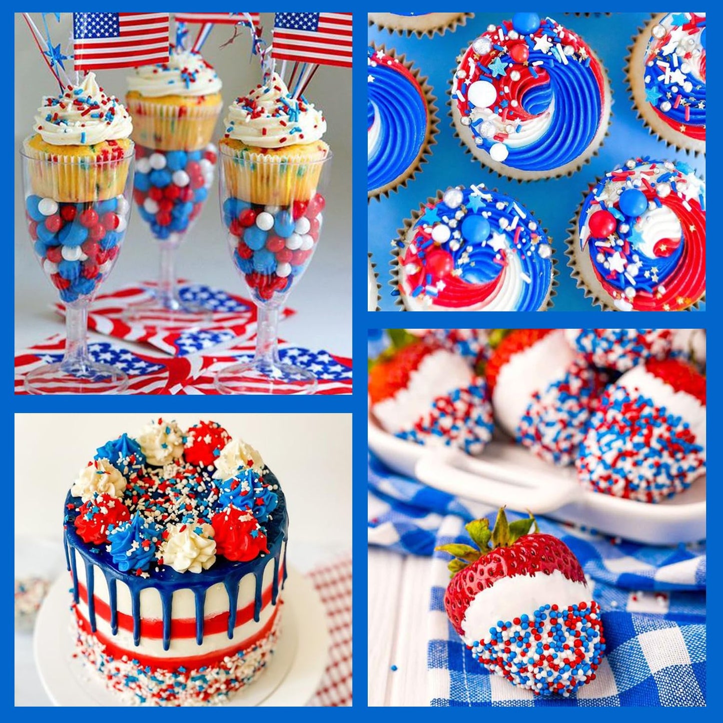 Edible Patriotic Nonpareils Sprinkles for Cake Decorating, Red White and Blue Sprinkles, 4th of July for Cupcakes, Cookies, Chocolate, Candy, and Ice Cream Topping(120g/4.23oz)