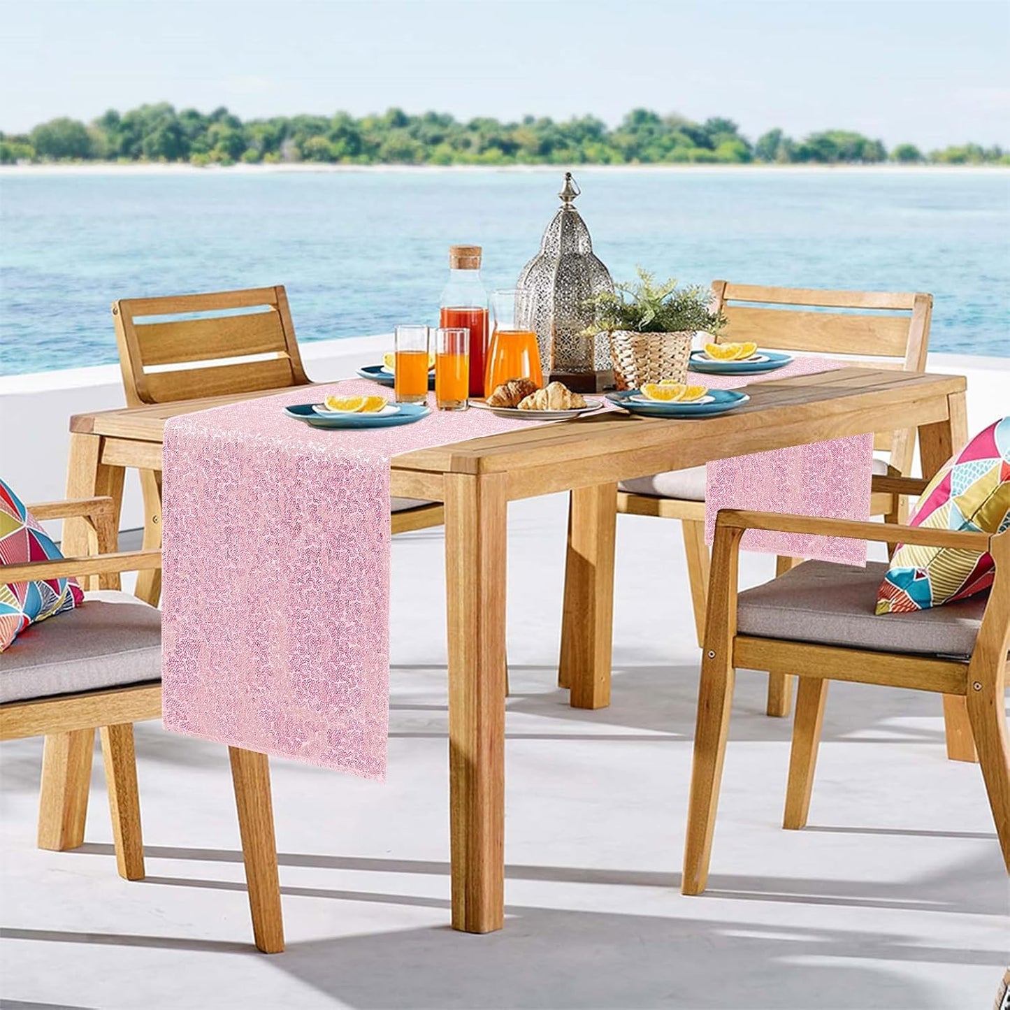 10 Packs 12 x 72 inches Sequin Table Runner, Pink Glitter Table Runner for Birthday Party Supplies Wedding Engagement Baby Shower Holiday Celebration Event Decorations