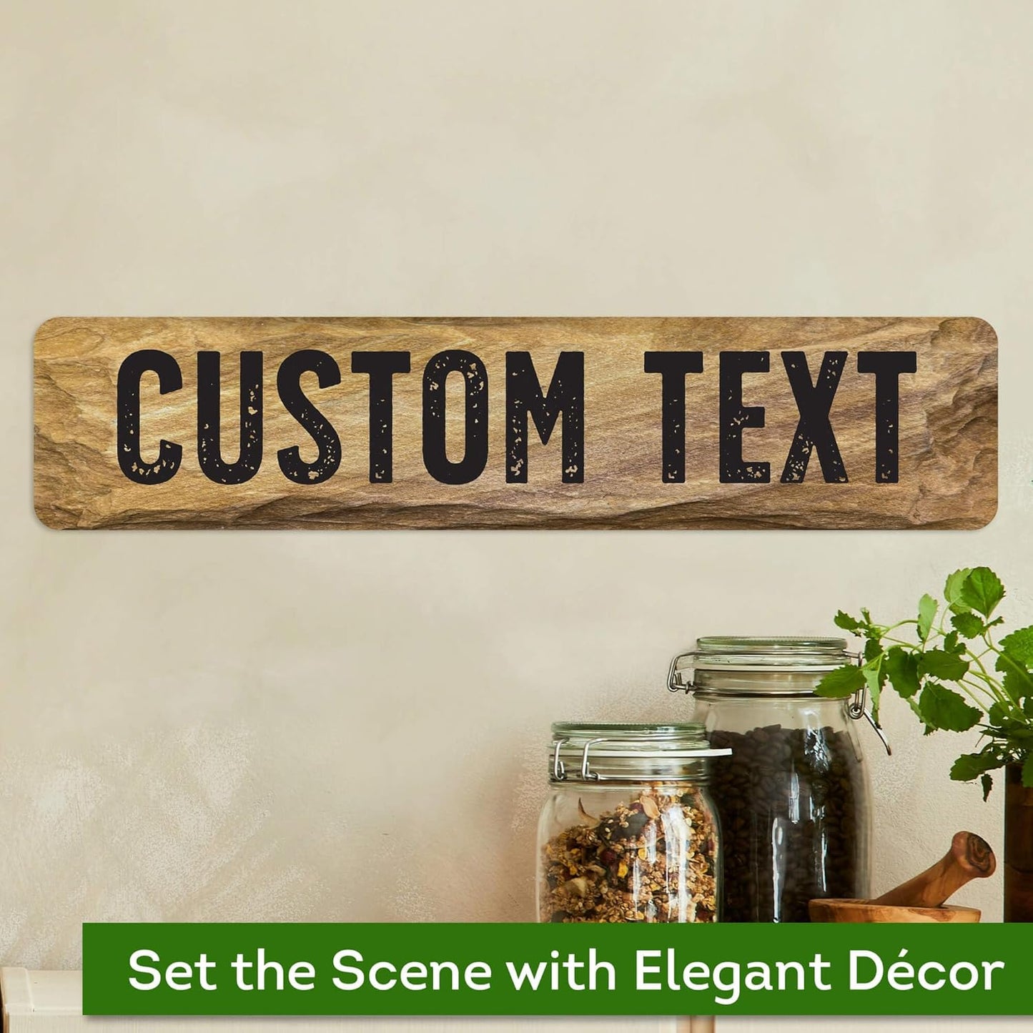 Custom Sign, Custom Street Sign, 11 Font Colors, 13 Font Styles, 4 Hole Options, 22 Sizes, 4x18 Inches, Rust Free DiBound, Fade Resistant, Made in USA by My Sign Center (Stone)