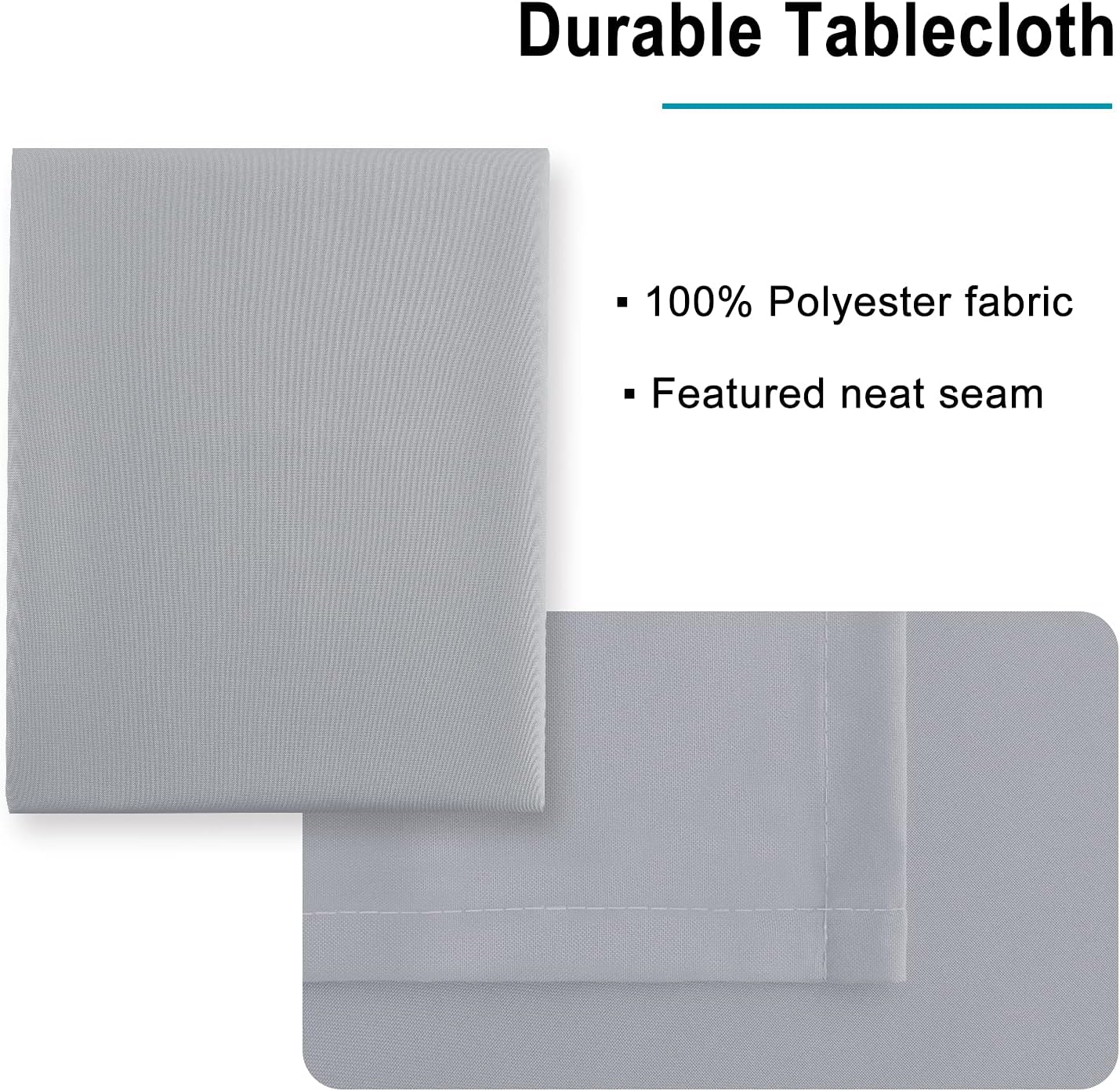 Hiasan Silver Grey Rectangle Tablecloth - Waterproof and Spillproof Washable Fabric Table Cloth for Dining Room Kitchen Party and Outdoor, 70 x 90 Inch