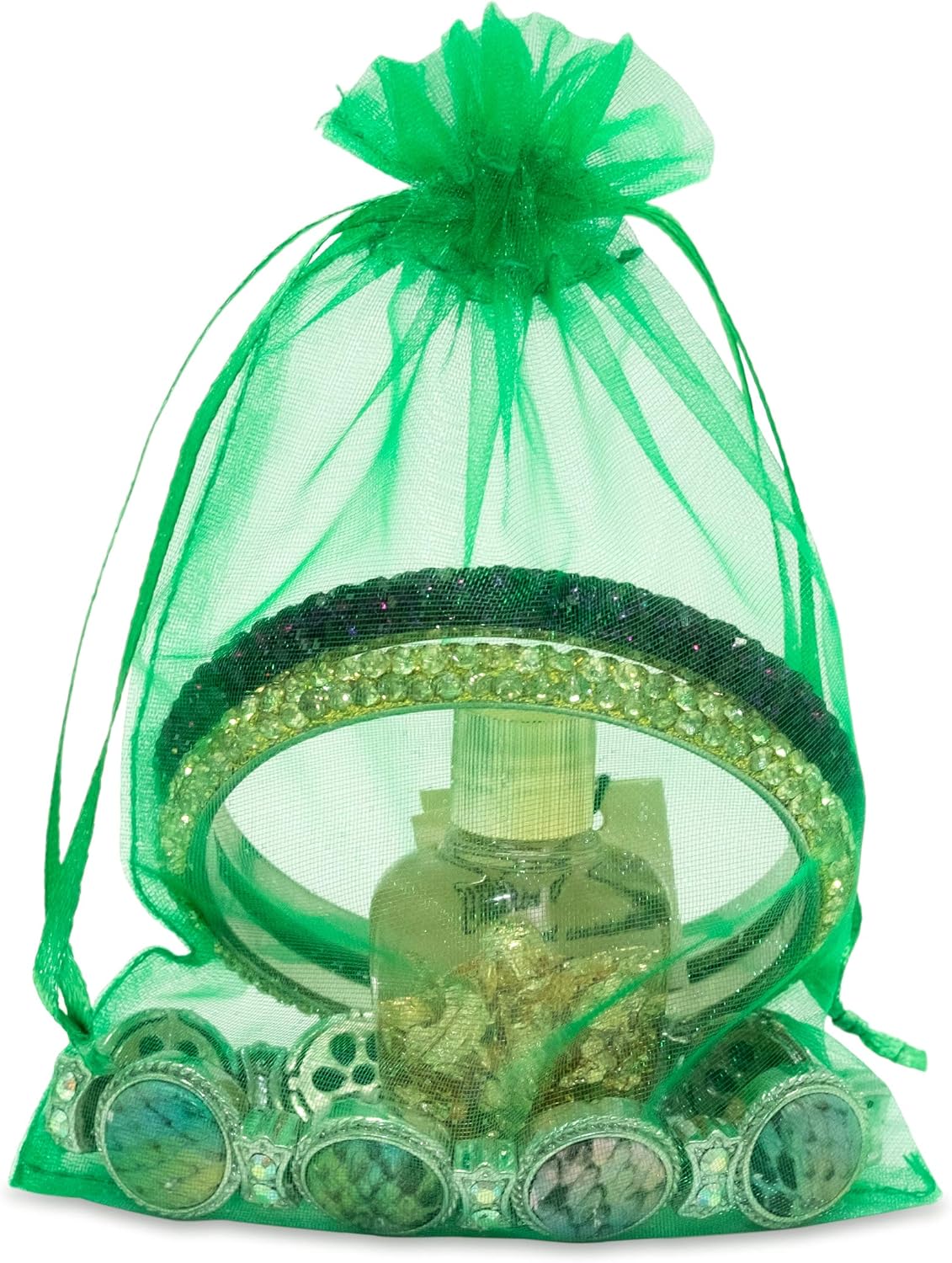 TheDisplayGuys 100-Pack 4x6 Light Green Sheer Organza Gift Bags with Drawstring, Jewelry Candy Treat Wedding Party Favors Mesh Pouch