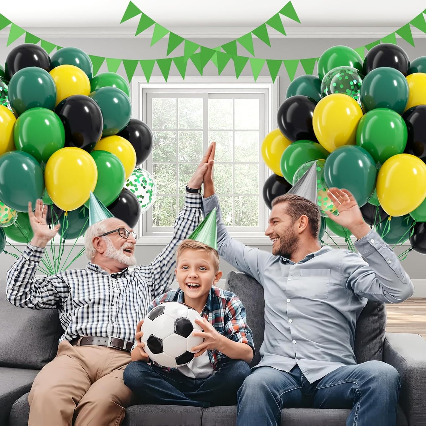 60pcs Tractor Balloons 12inch with Black Green and Yellow Balloons for Baby Shower Farm Tractor Birthday Party Decorations