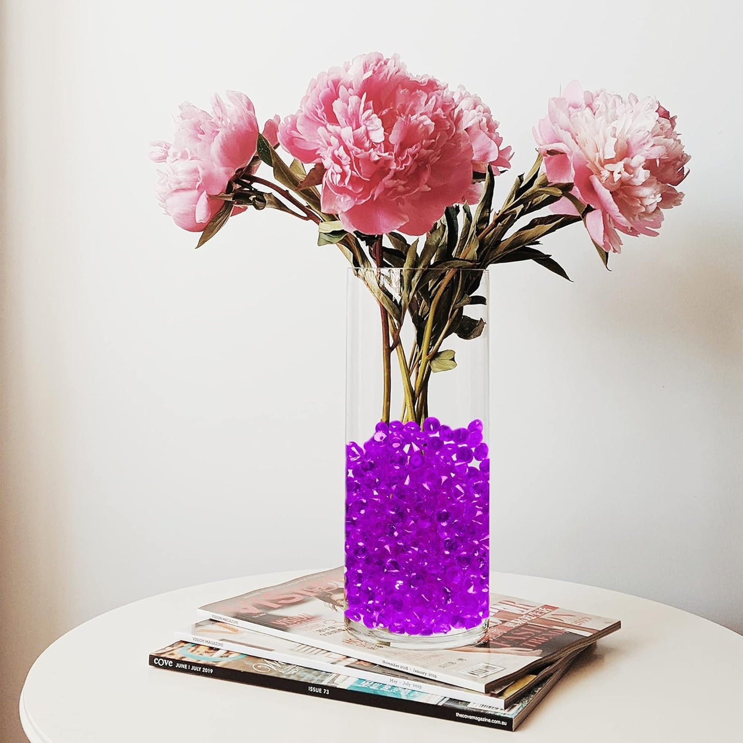 Super Z Outlet Acrylic Color Faux Round Diamond Crystals Treasure Gems for Table Scatters, Vase Fillers, Event, Wedding, Birthday Decoration Favor, Arts & Crafts (1 Pound, 240 Pieces) (Purple)