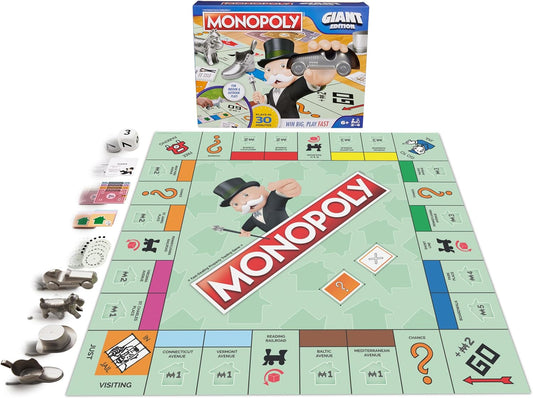 Spin Master Games, Monopoly Giant Edition, Classic Family Board Game for Indoor & Outdoor Play with Oversized Board, Screenless Activity, 2-4 Players, for Ages 6 & Up
