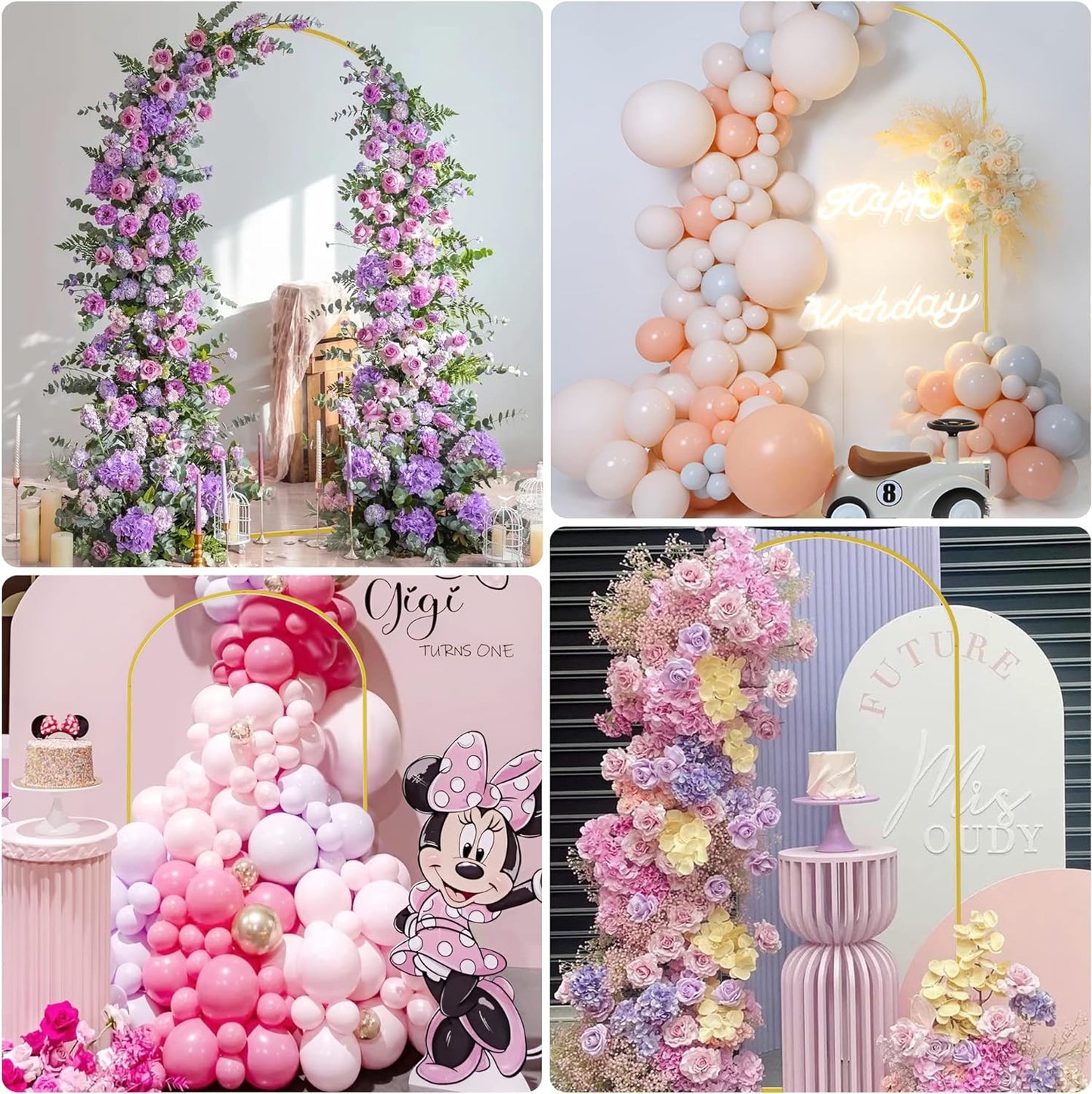 Wokceer 6.6 FT Wedding Arch Backdrop Stand Gold Metal Chiara Backdrop Stand for Wedding Ceremony Birthday Party Bridal Baby Shower Photo Booth Garden Floral Balloon Arch Decoration