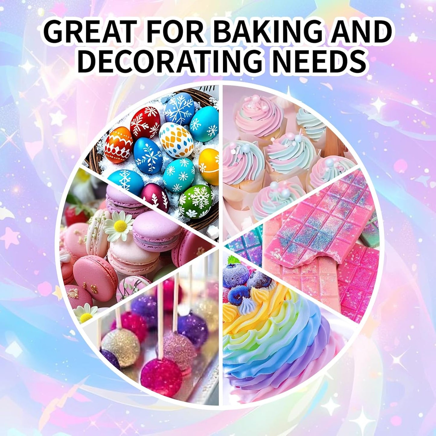 Edible Luster Dust 8 Colors Set - Edible Glitter for Cocktails, Rainbow Food Grade Powder Glitter for Drinks, Chocolate, Cake Decorating | Vegan, Sugar-Free, Gluten-Free -3g