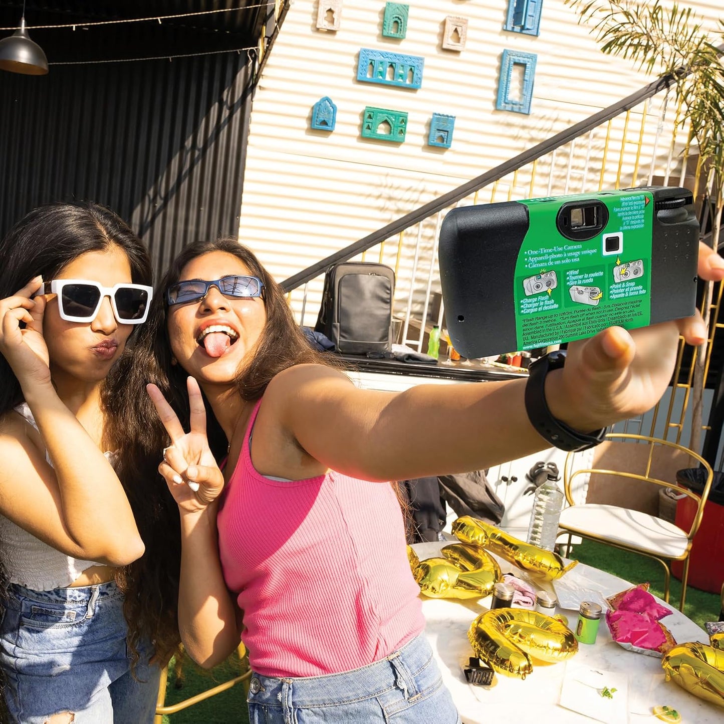 Fujifilm QuickSnap Flash 400 Disposable 35mm Camera + Hand Strap + Quality Photo Microfiber Cloth (2 Pack)