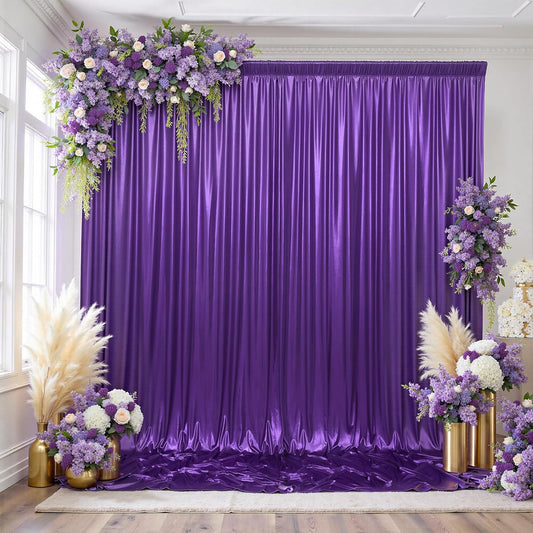 gogoparti 10x10FT Purple Sequin Backdrop Curtain - 2 Panels of 5x10FT Wrinkle-Free Glitter Drapes for Photography, Birthdays, Weddings & Graduations