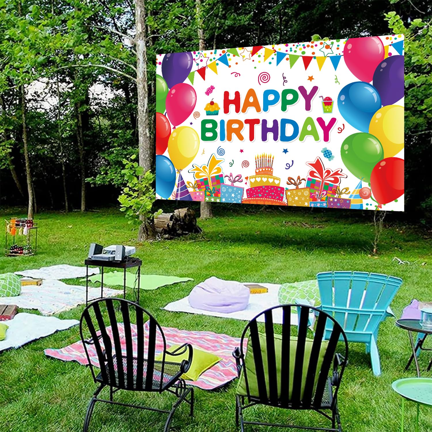 Happy Birthday Backdrop Banner Colorful Birthday Decorations Large Yard Sign for Women Men Girls