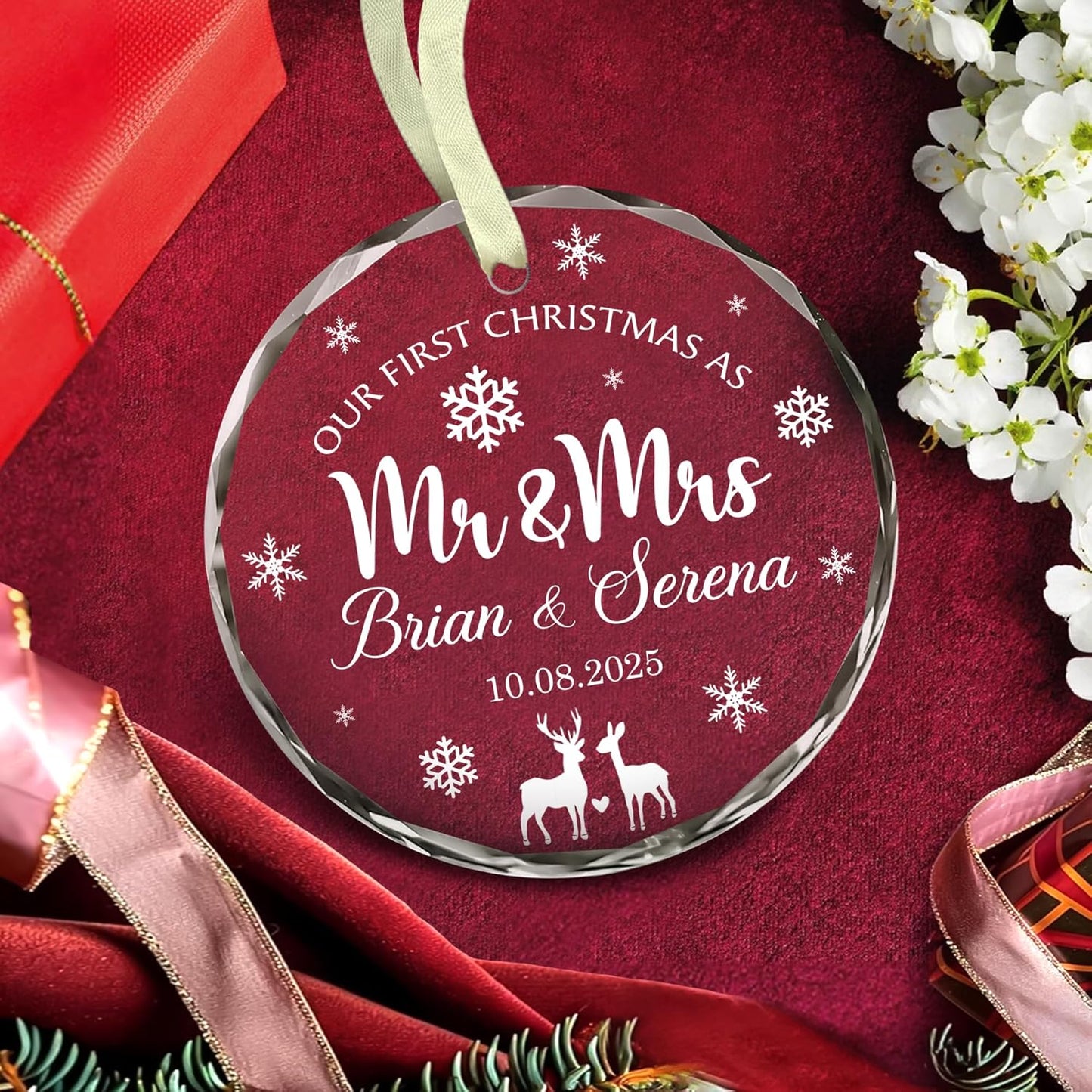 Personalized Our First Christmas As Mr Mrs Christmas Ornament - Ornaments Wedding Gifts For Couples Married - Wedding Gifts For Newlywed Couple, Bride And Groom, Bridal Shower Gift