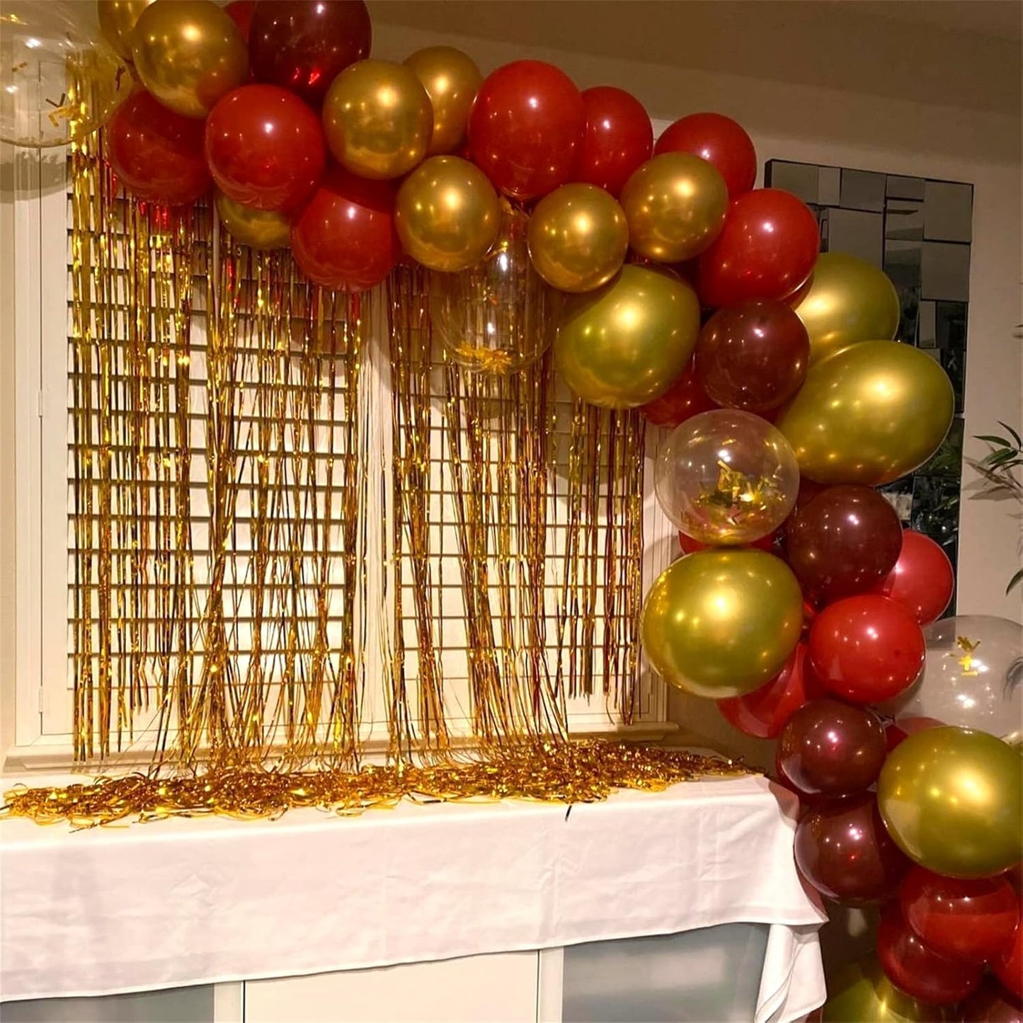 60 Pieces Balloons Red and Gold, 12 Inch Ruby Red Metallic Chrome Gold Pearl Gold Confetti Latex Balloons, Retro Red Gold Party Balloons for Wedding Graduation Birthday Bridal Baby Shower Decoration