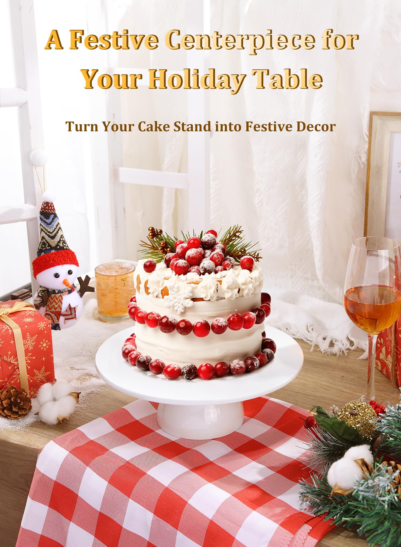 Yedio Porcelain Cake Stand, 10 in Round Cake Display Pedestal Stands, White