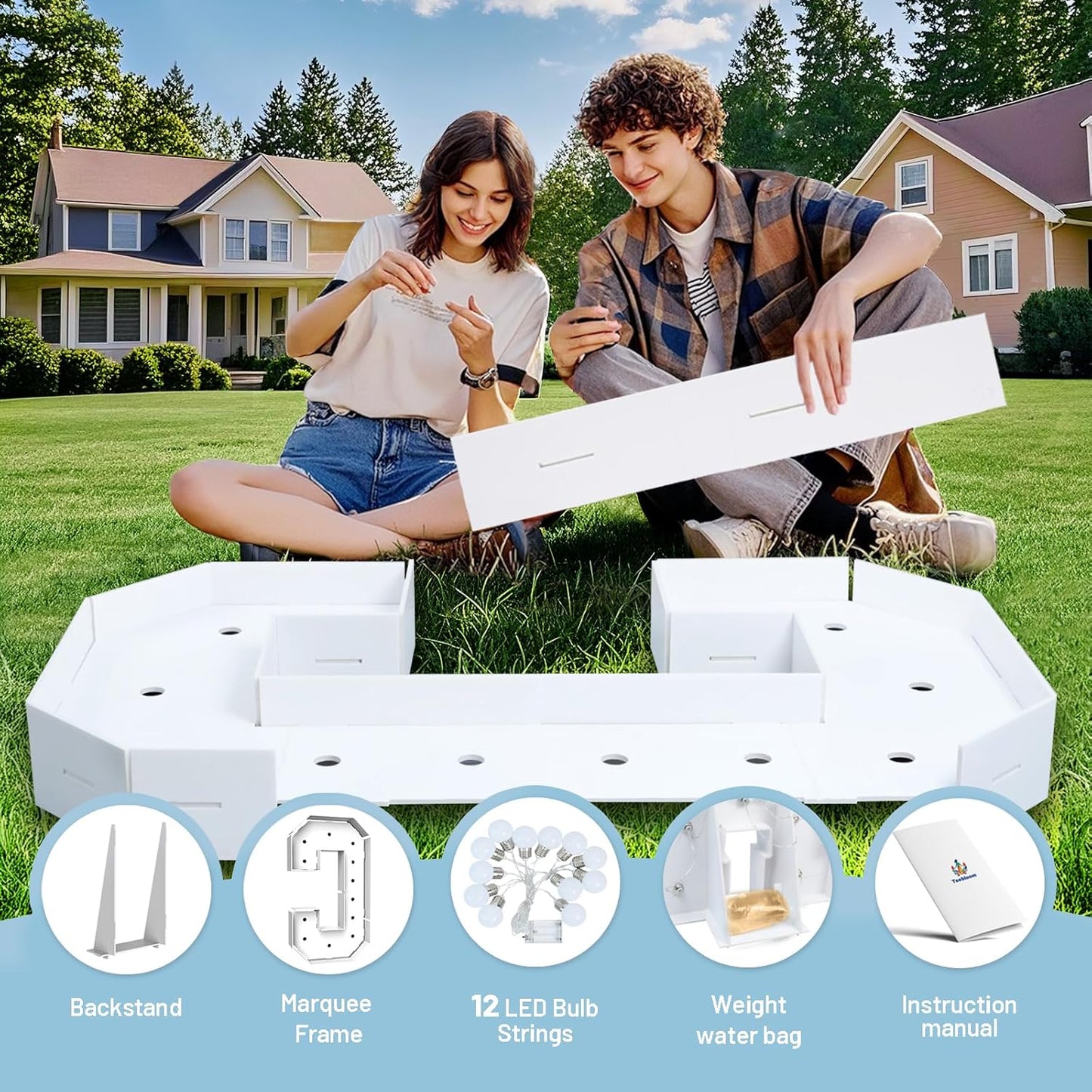 4FT Marquee Light Up Letters C,Party Decoration Large Marquee Light Up Letters with Weighted Water Bag,Pre-cut Foam Board Set Can Be Used for Birthdays,Weddings,Baby Anniversaries