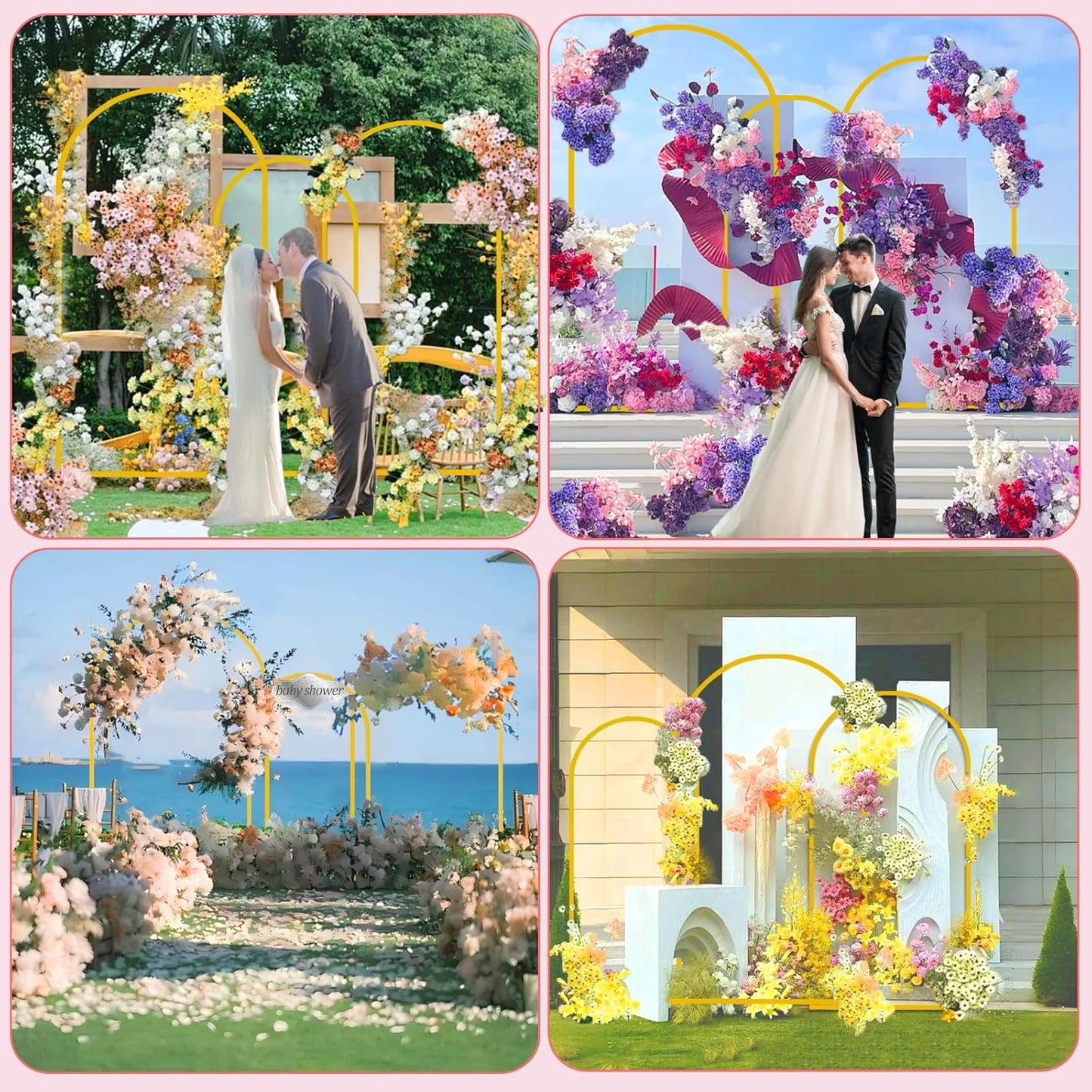 Bazen Wedding Arch Backdrop Stand 6FT, 5FT, 4FT Set of 3 Metal Arch Backdrop Stand for Birthday Party Wedding Ceremony Bridal Baby Shower Banquet Party Event Decor