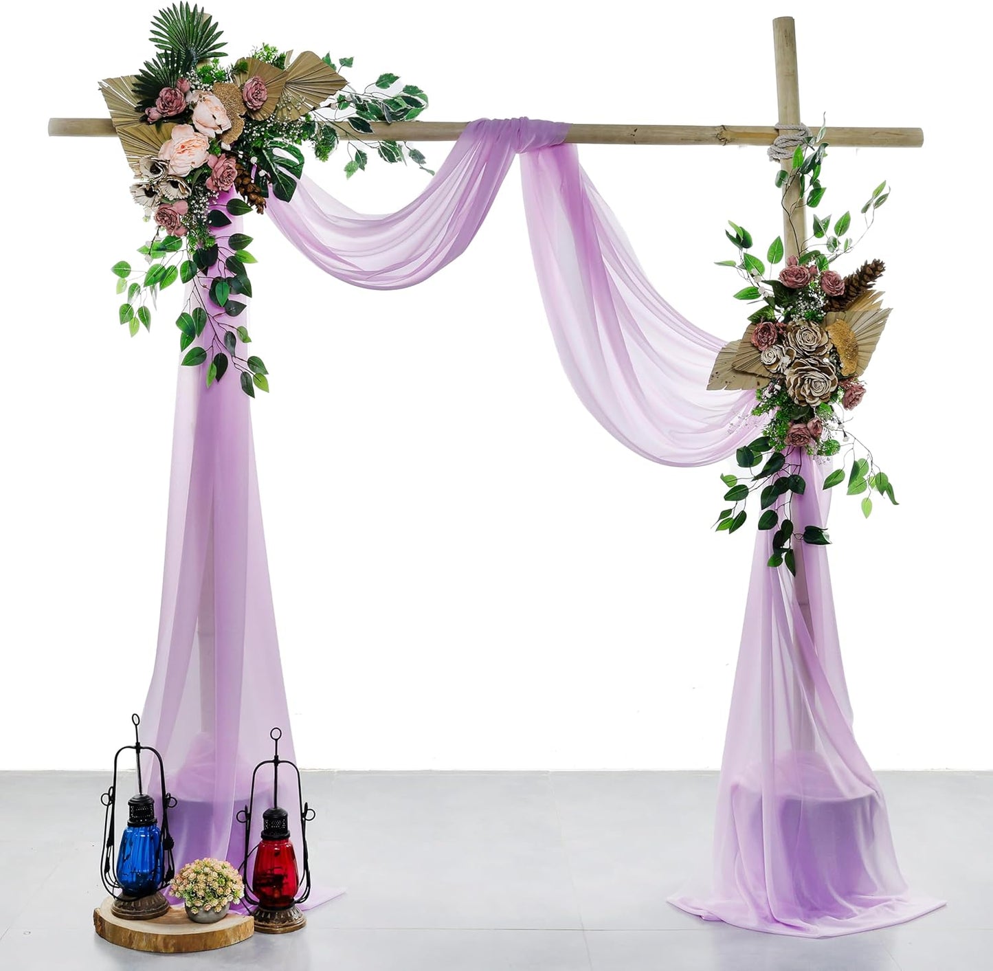 VDS Pack of 3 Panel (30 Inch X 20 Feet) Wedding Arch Draping Fabric Sheer Chiffon Fabric Drapery for Wedding Ceremony Reception Swag Backdrop Canopy Chuppah ARBO Altars Decoration (Orchid)