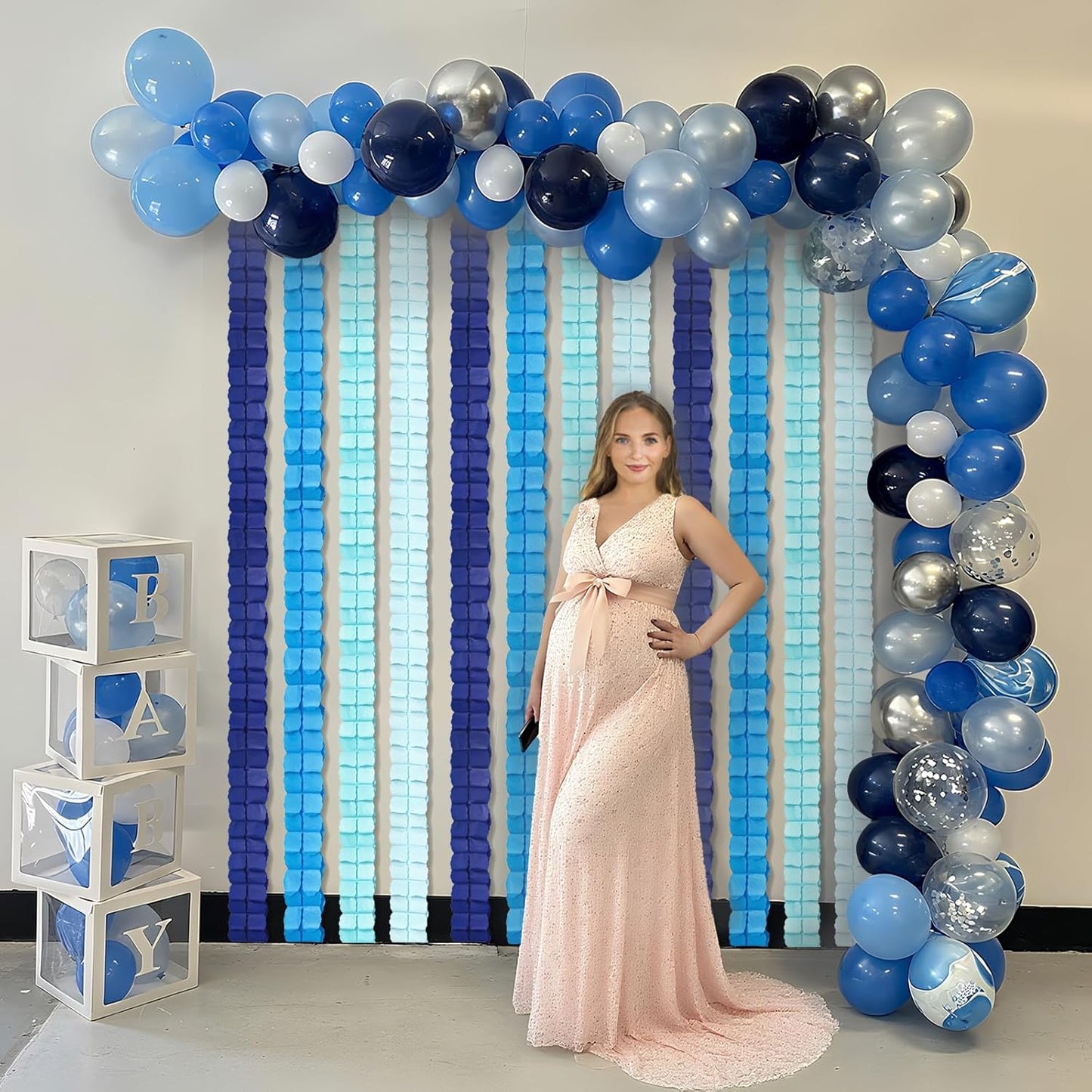 12Pcs Blue Party Decorations, Hanging Blue Streamers Garland for Women Boys Men Birthday Baby Shower Wedding Graduation Underwater Themed Party Backdrop Decor