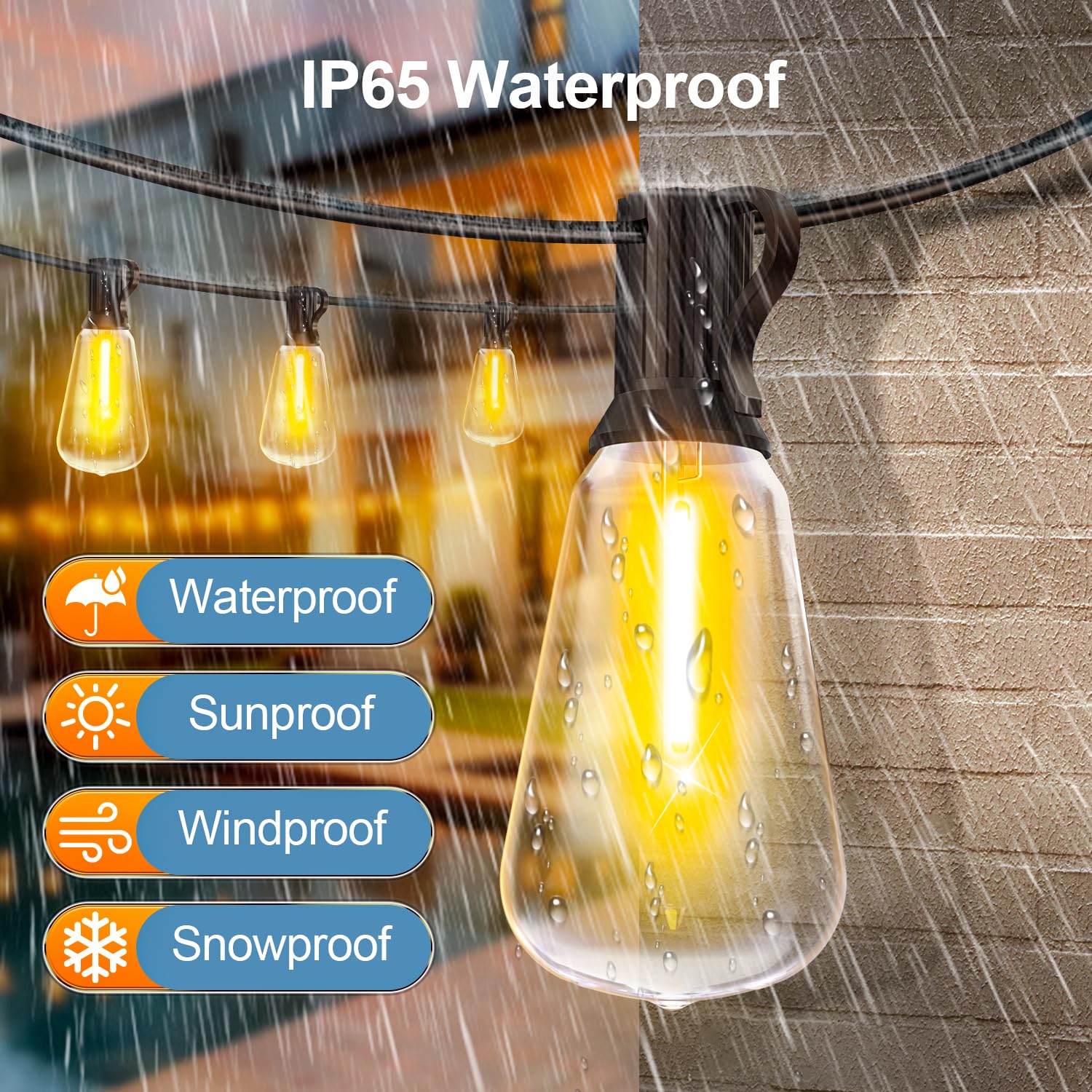 Outdoor Lights String Patio Outside - 100ft 30M LED Waterproof Light ST38