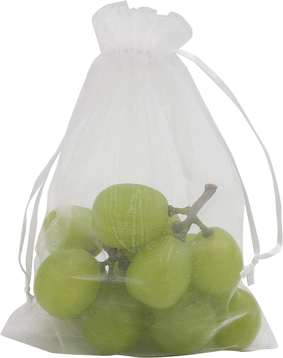 Wudygirl 100pcs 5X7 Inches White Organza Bags Christmas Drawstring Pouches Party Wedding Favor Bags Goodie bags(White 5x7)