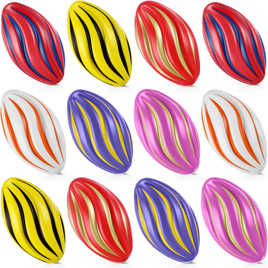 Jerify 12 Pcs Mini Foam Footballs for Kids Students 7 Inch Small Spiral Football Toys Easy Grip Waterproof Soft Emulation Ball for School Gift Sports Party Game (Vivid Color)