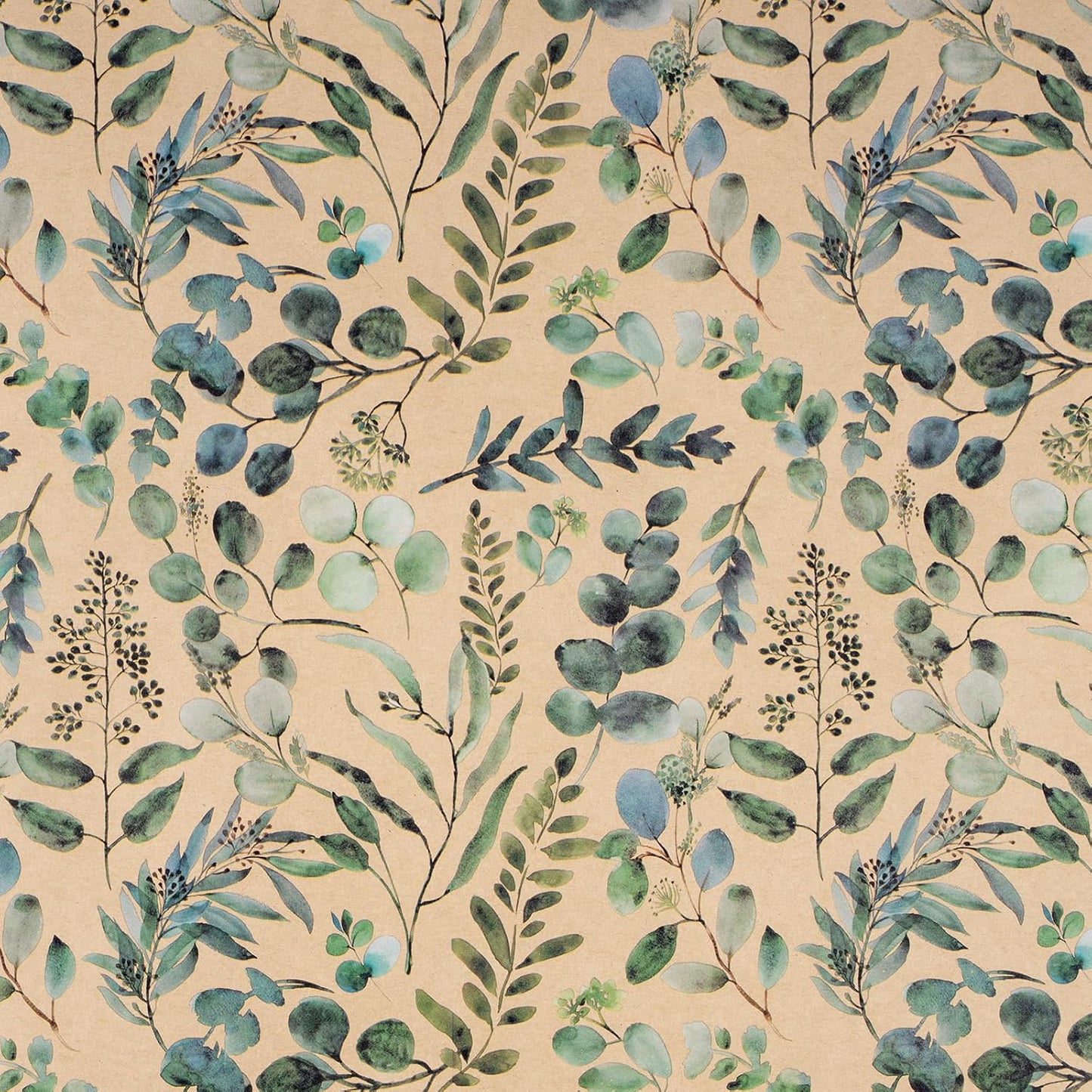 RUSPEPA Wedding Wrapping Paper, 17 in x 16.4 ft, Mini Roll, Eucalyptus Leaf Gift Wrap Paper, Green Flower Kraft Wrapping Paper for Women, Spring, Summer and Birthday