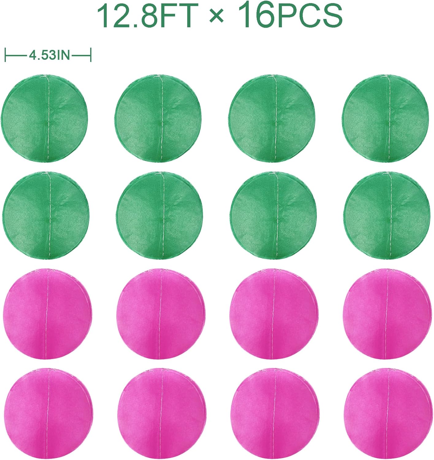 205 Ft Hot Pink and Green Party Decorations Circle Dot Backdrop Garland Tissue Paper Polka Dots Hanging Streamer for Witches Theme Birthday Baby Shower Bachelorette Wedding Engagement Party Supplies