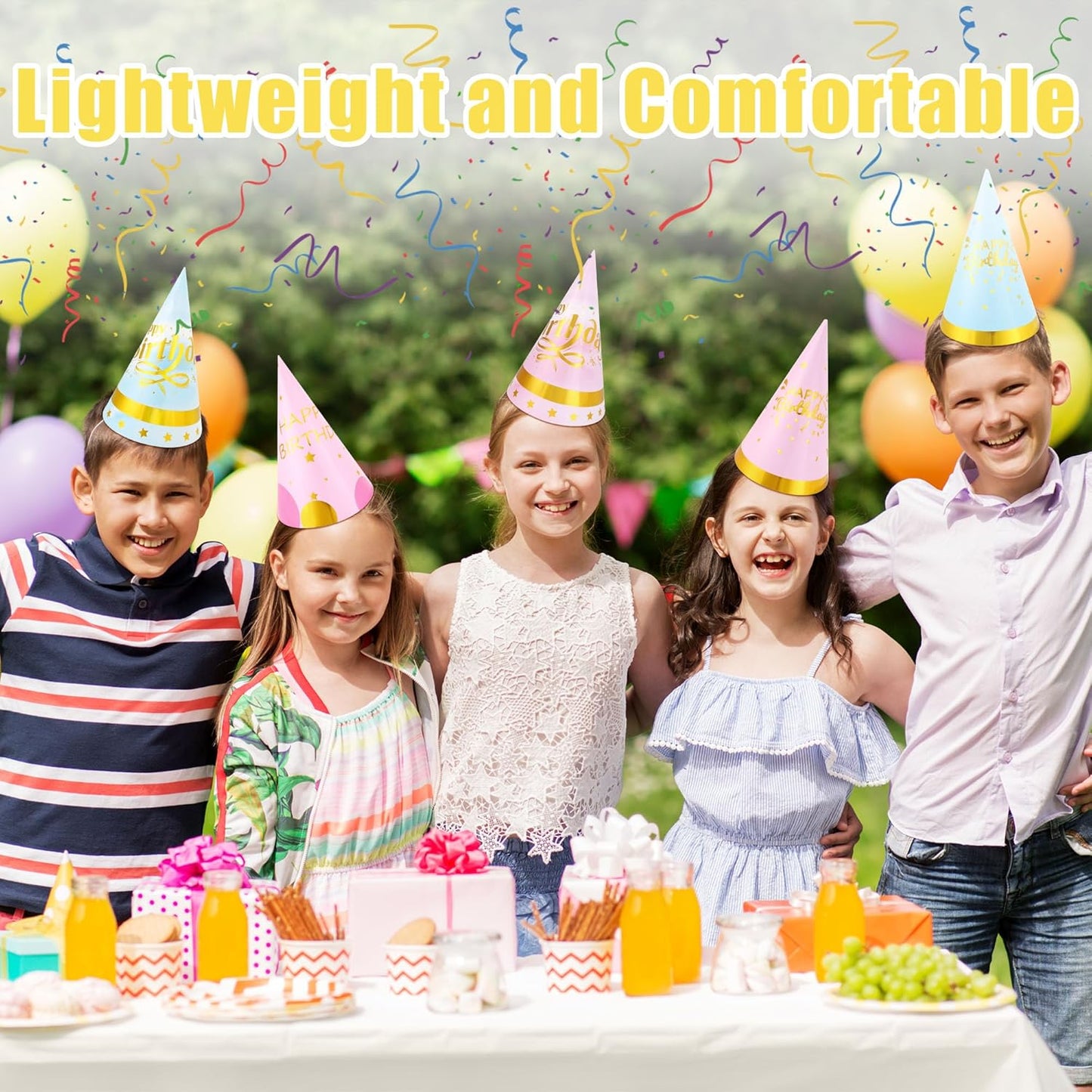 CANREVEL Party Hats for Kids and Adults, Birthday Party Headwear Supplies, Cone Hats Bulk for Girls Boy Women Men