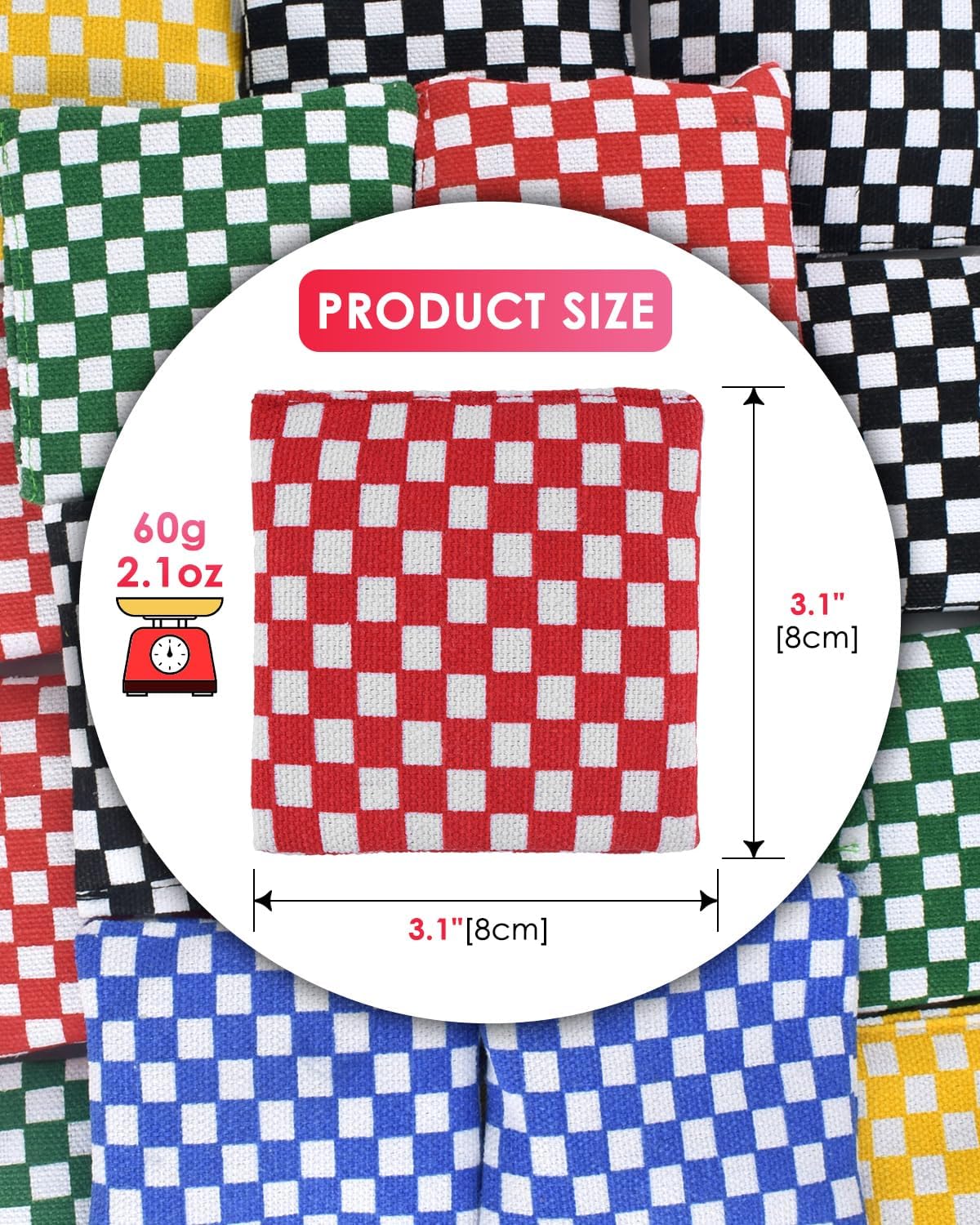 TINDTOP Mini Bean Bags for Tossing - 3.1" x 3.1", Cornhole Outdoor Toss Gaming Colorful Canvas Bean Bags Carnival Games Kids Beanbags Throwing Games for Kids