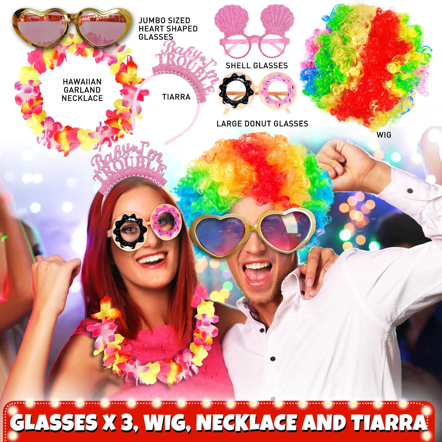 SOUL SHIFT 70 Pc Large Premium Photo Booth Props Set for All Occasions - Wedding Props, Birthday