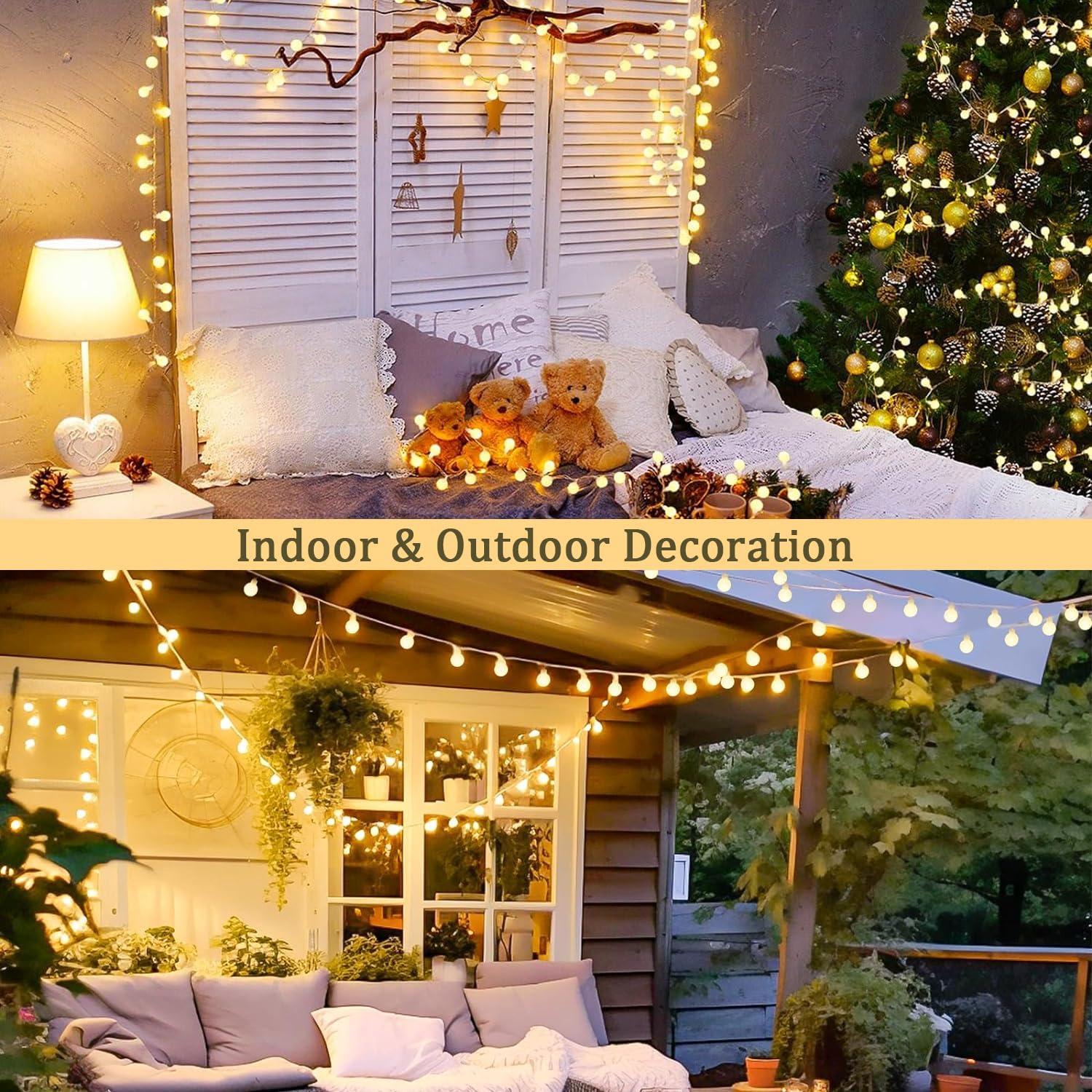 JMEXSUSS 100 LED Globe String Lights Indoor Bedroom, 33ft Classroom Lights