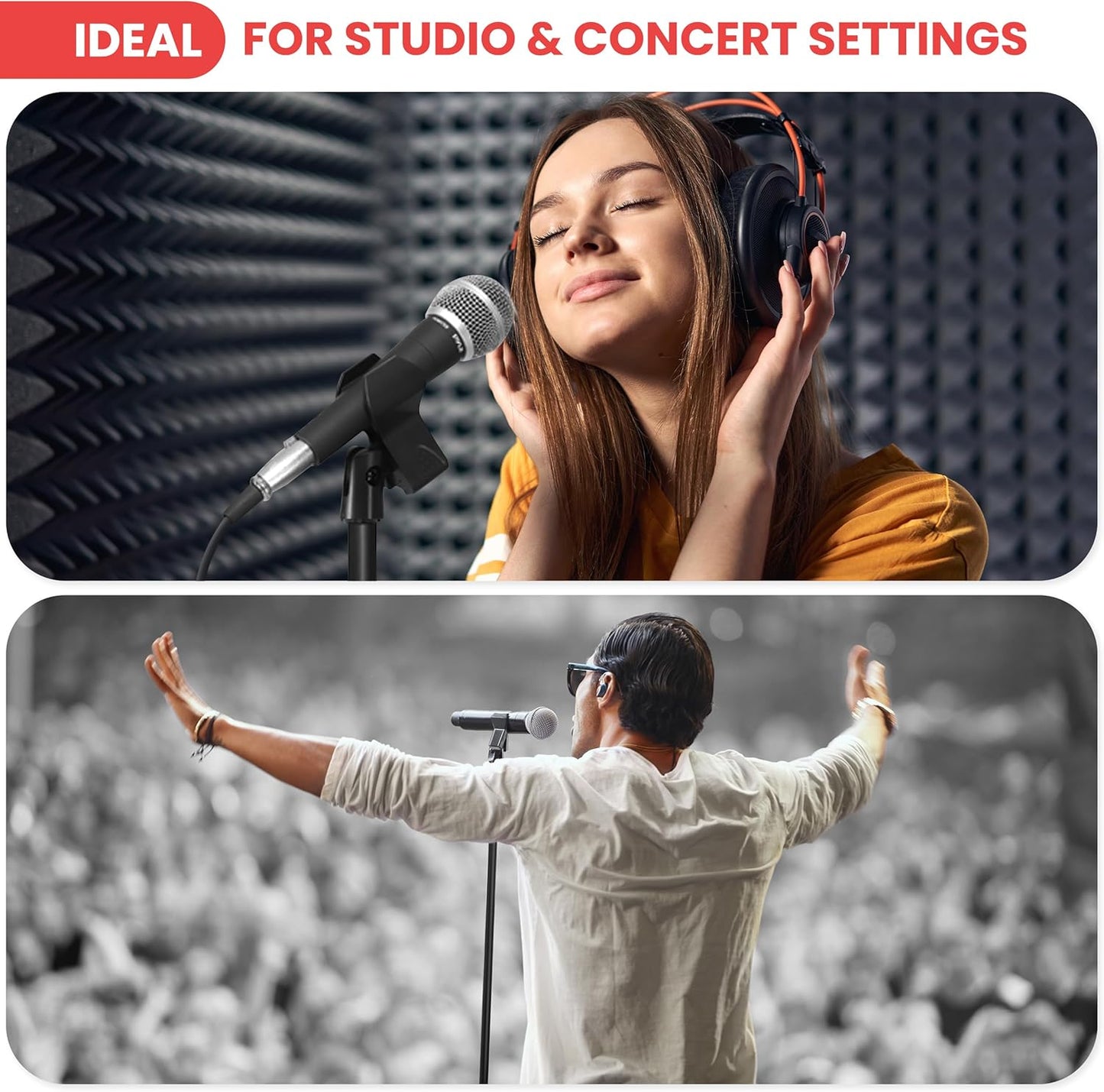 Pyle Tripod Microphone Stand, Height Adjustable from 39.37" to 66.14'', Mic Stand for Floor, Sturdy and Durable Build, Non-Slip Rubber Feet, With 5/8" Screw Adapter, Cable Clip, Compact Folding Design