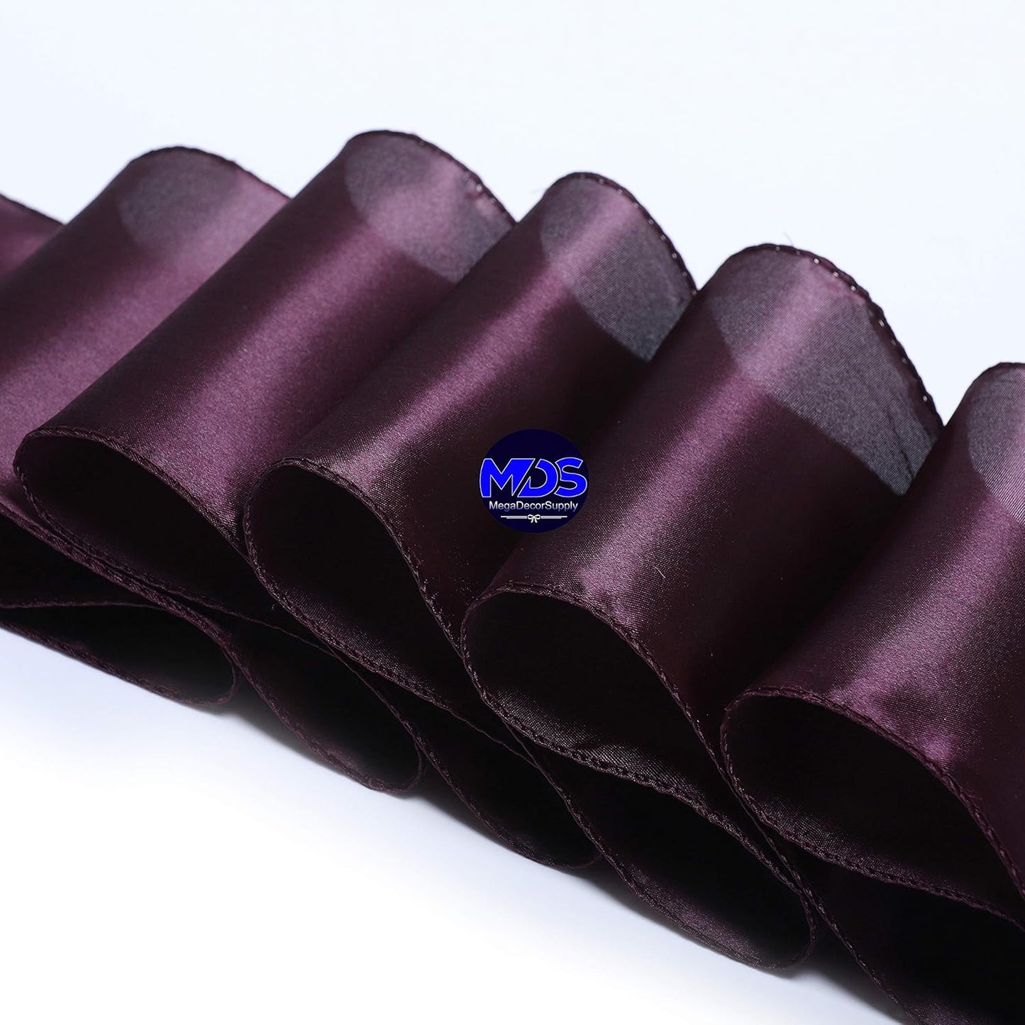 MDS Pack of 125 PCS Satin Chair Sashes Charmeuse Sateen Dining Chair Bows Ribbon Ties Back Sash for Wedding Party Birthday Home Hotel Restaurant Banquet Decoration (7 x 108 Inch, Plum)