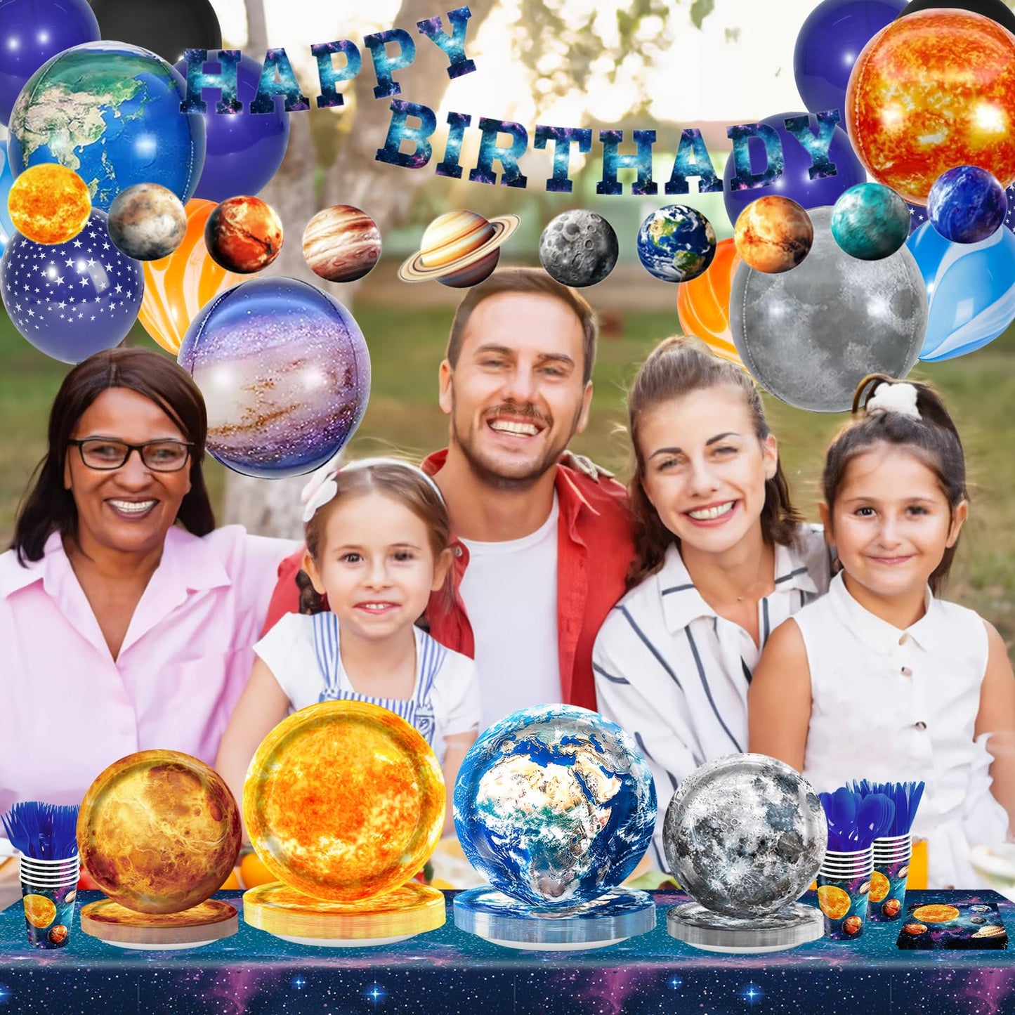 182pcs Outer Space Birthday Party Birthday Supplies Space Plates Napkins