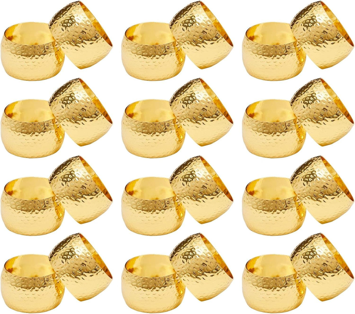 Farmlyn Creek Gold Napkin Ring Set of 12 for Weddings & Events - 1.8 x 1.8 in Zinc Metal Round - Reusable Zinc Design