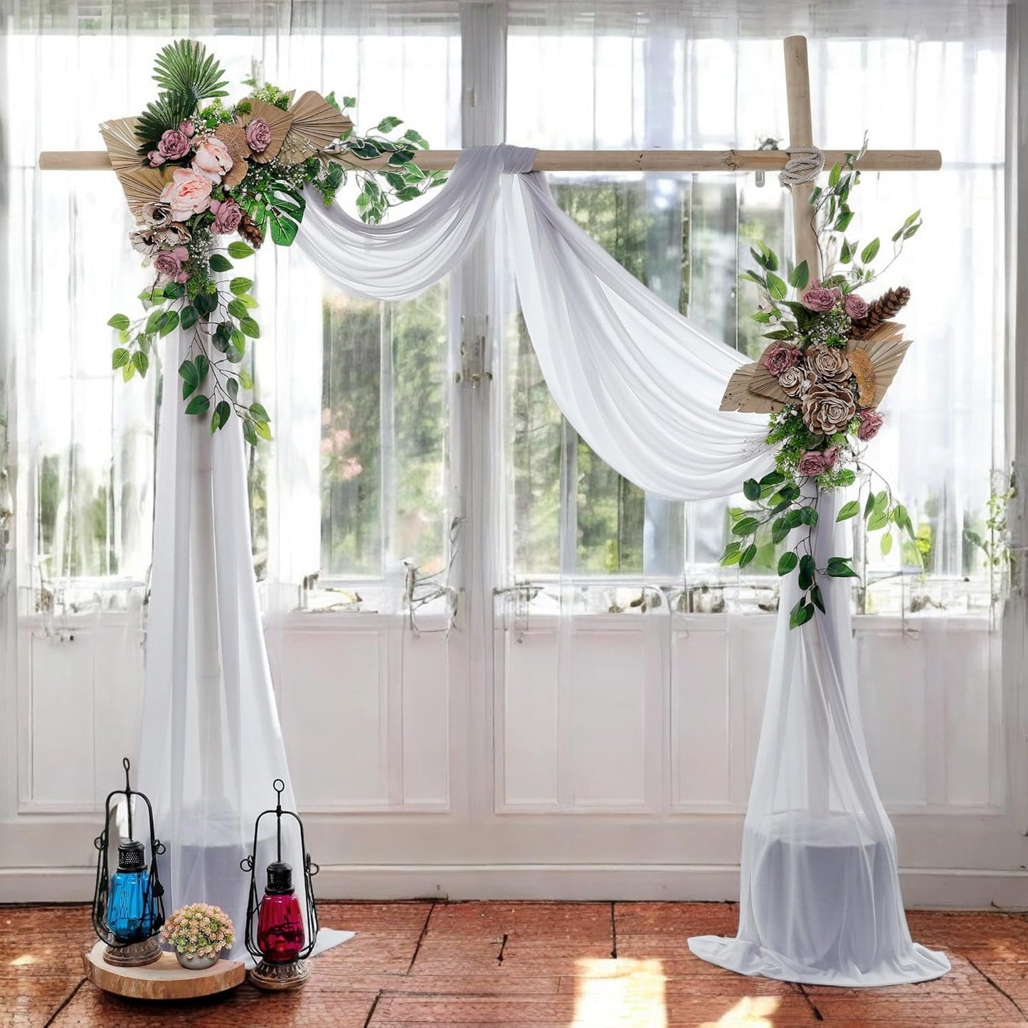 MDS Halloween Chiffon Draping Fabric - 2 Panel, 30" Wide x 100ft Long - Sheer Spooky Arbor & Canopy Drapery for Haunted House Backdrops, Party Ceilings, DIY Costumes & Themed Events - Cool Gray