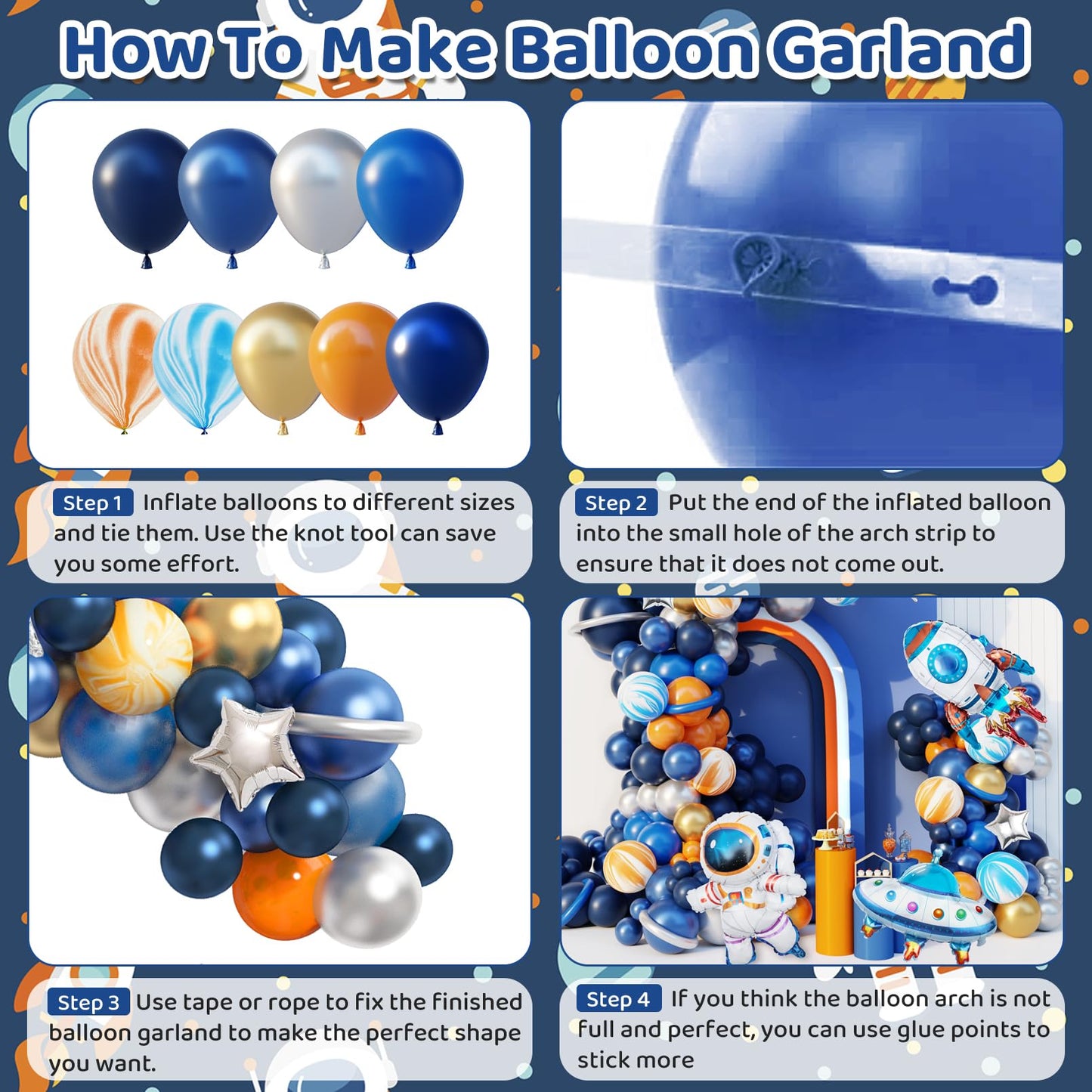 Ouddy Party 142Pcs Outer Space Party Decorations Balloon Garland Kit