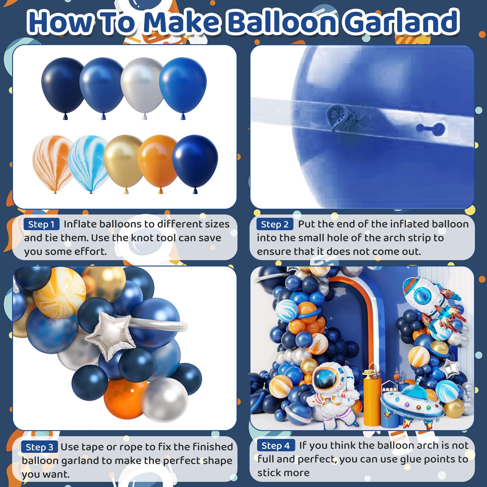 Ouddy Party 142Pcs Outer Space Party Decorations Balloon Garland Kit