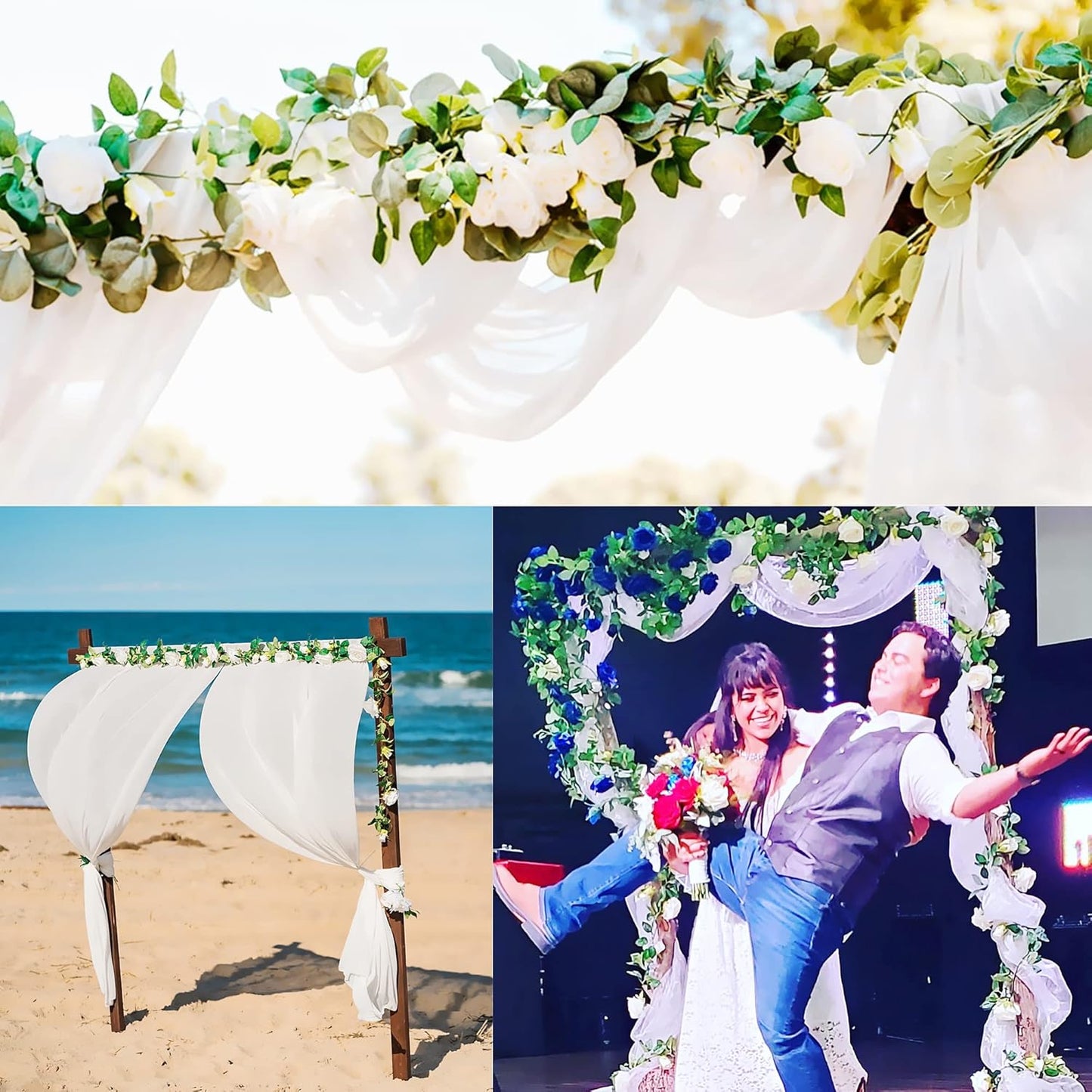 UKELER 2 Pack Artificial Flower Garland Fake Rose Vine Artificial Flowers Green&Blue Hanging Roses for Wedding Arch Party Garden Craft Home Decor